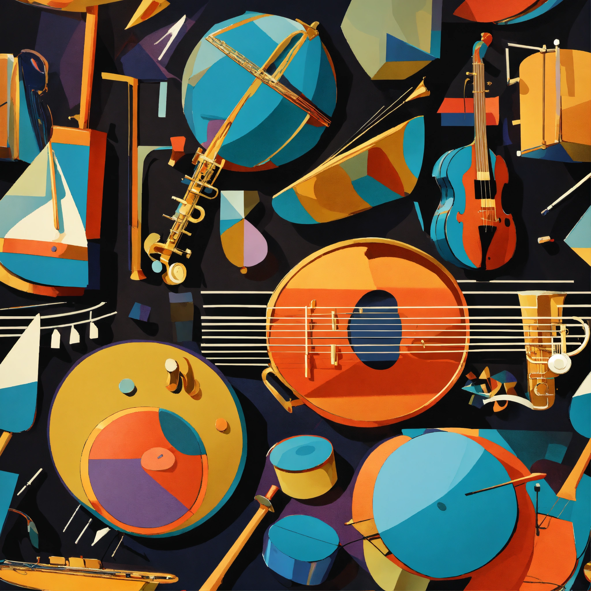 Lexica - Produce a electrifying 3D cubist-inspired painting of jazz ...