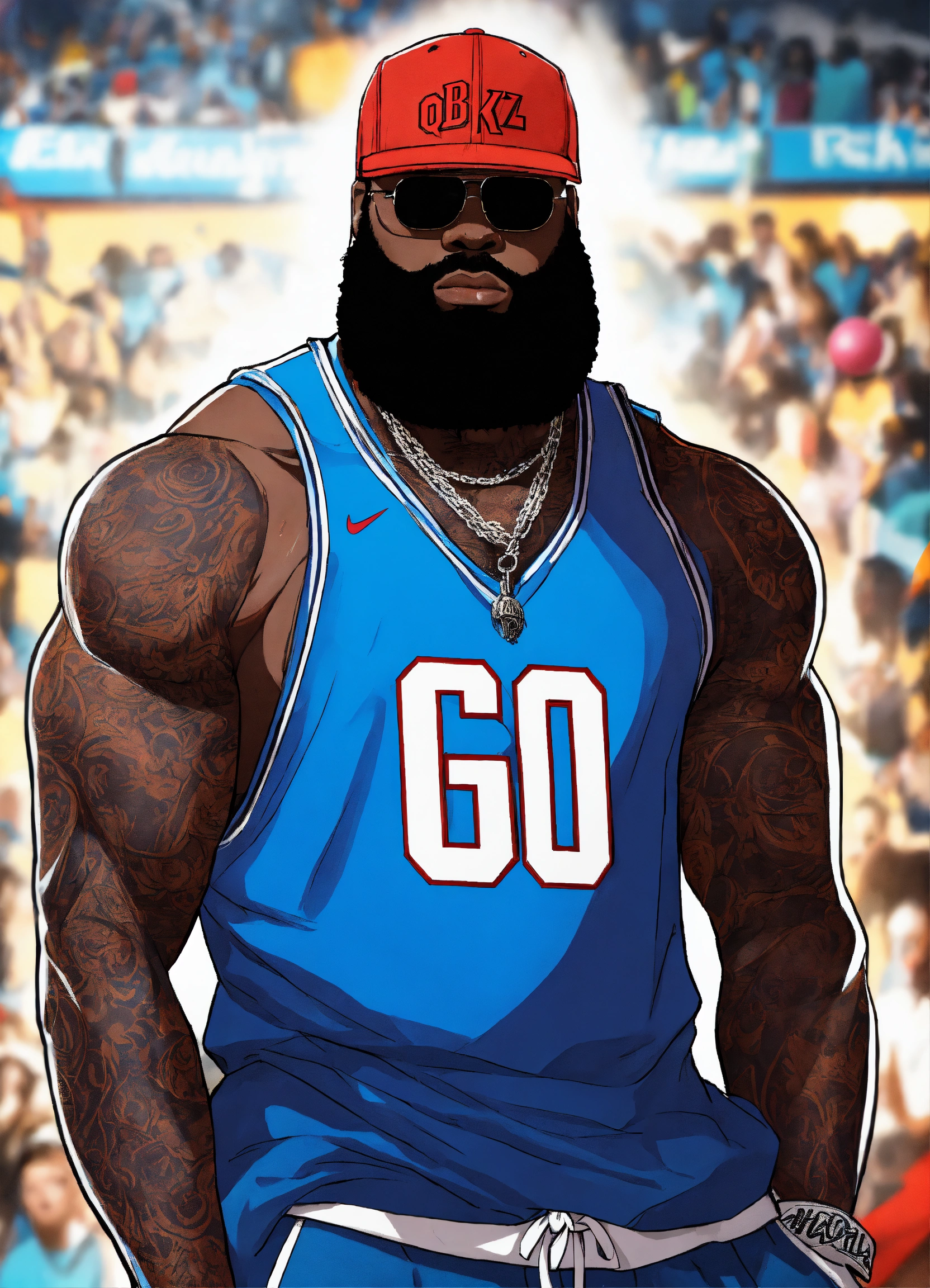 Lexica - Muscular Rick Ross Anime. Big shiny beard… Blue KY Hat…. Hip ...