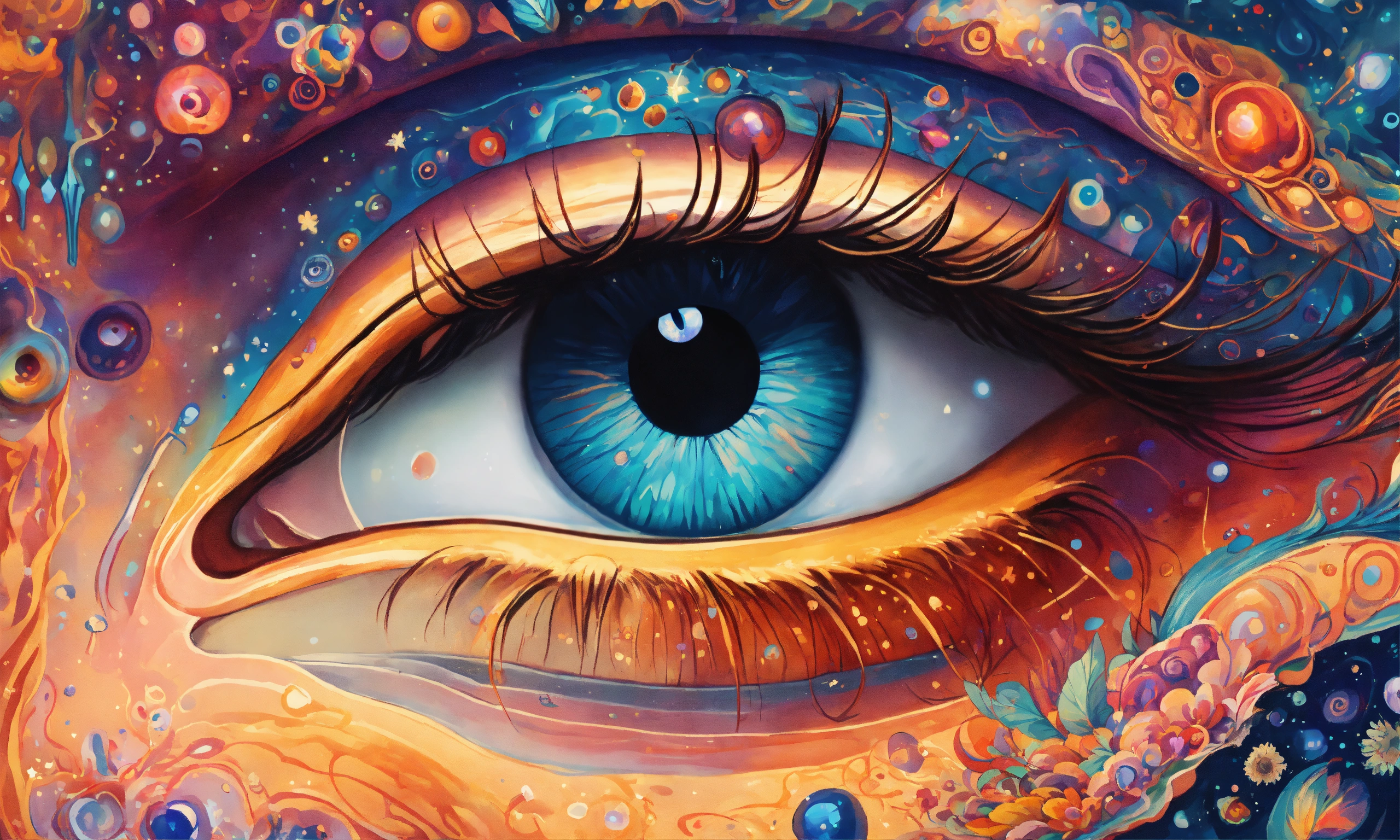 Lexica An intricately detailed illustration eye, welled up with a