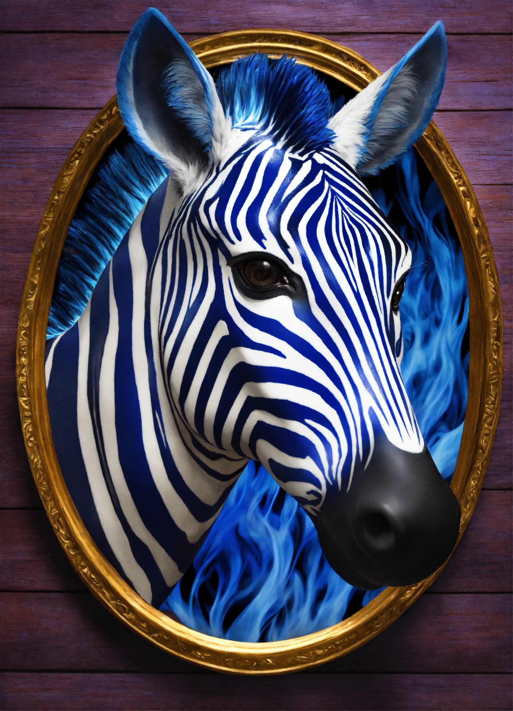 Lexica - Saddled zebra made of blue flame