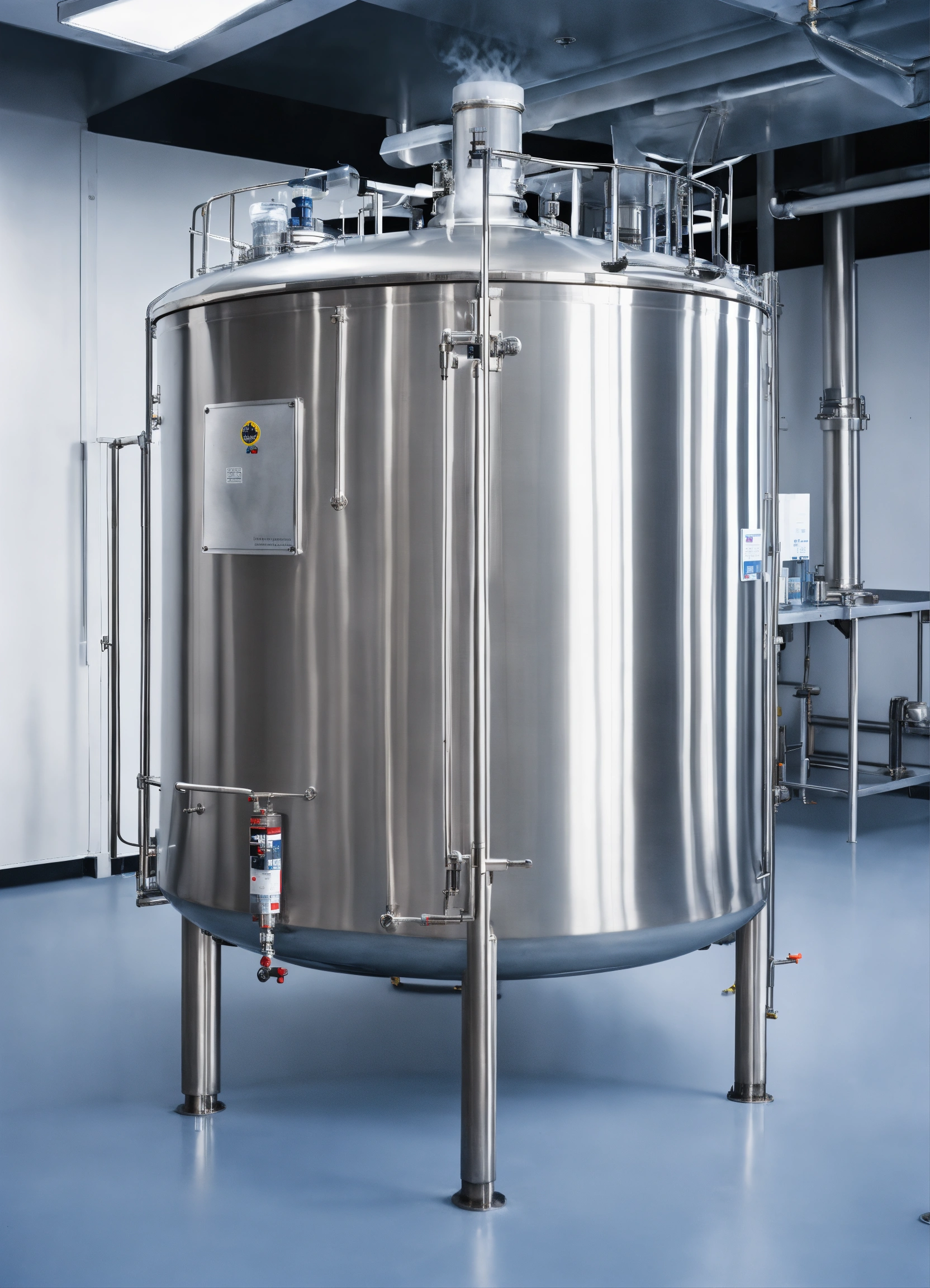 Lexica - Stainless steel tank with open lid filled with liquid nitrogen ...
