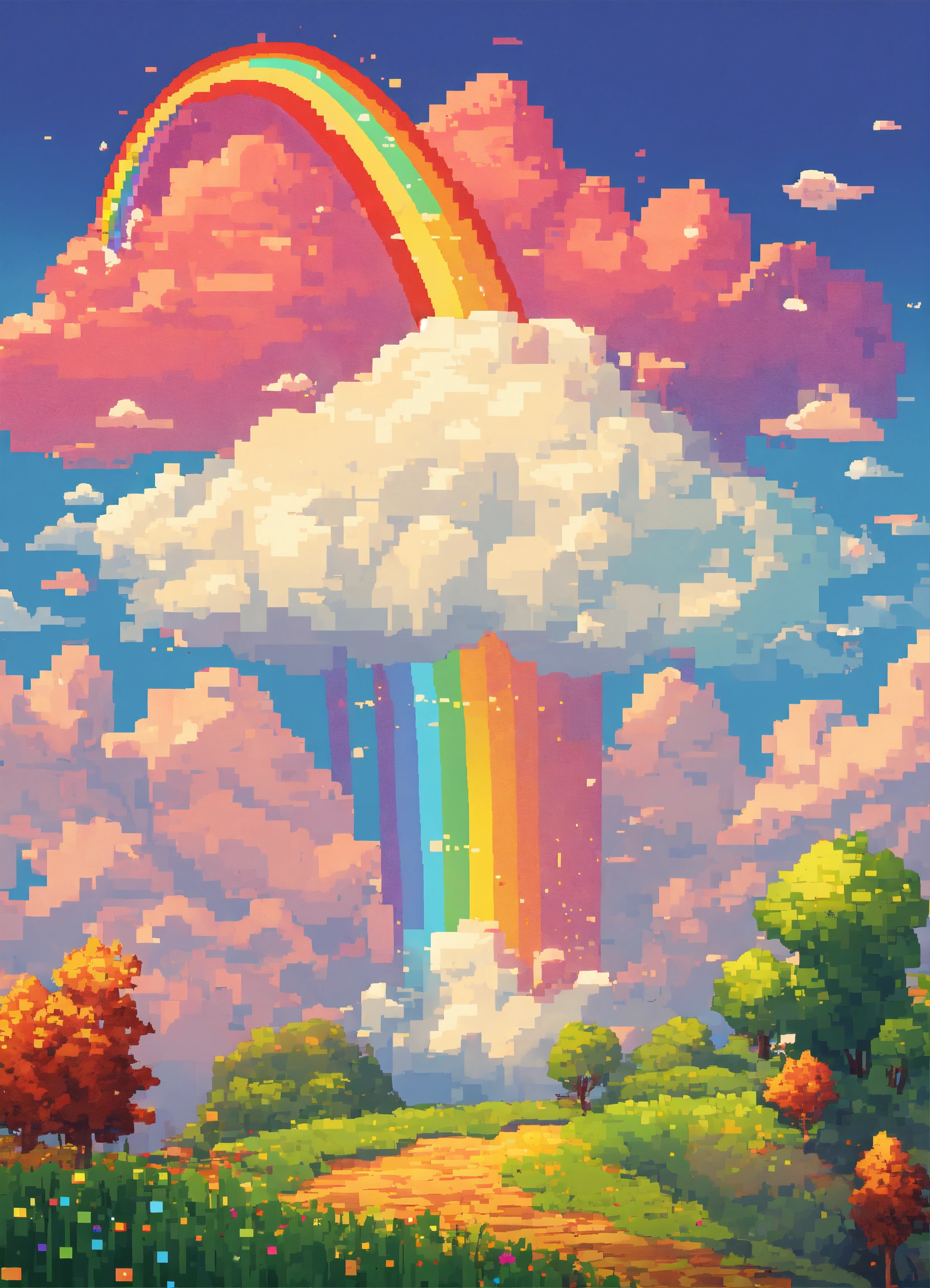 Lexica - All right, create a pixel cartoon with a cloud, throwing up a ...