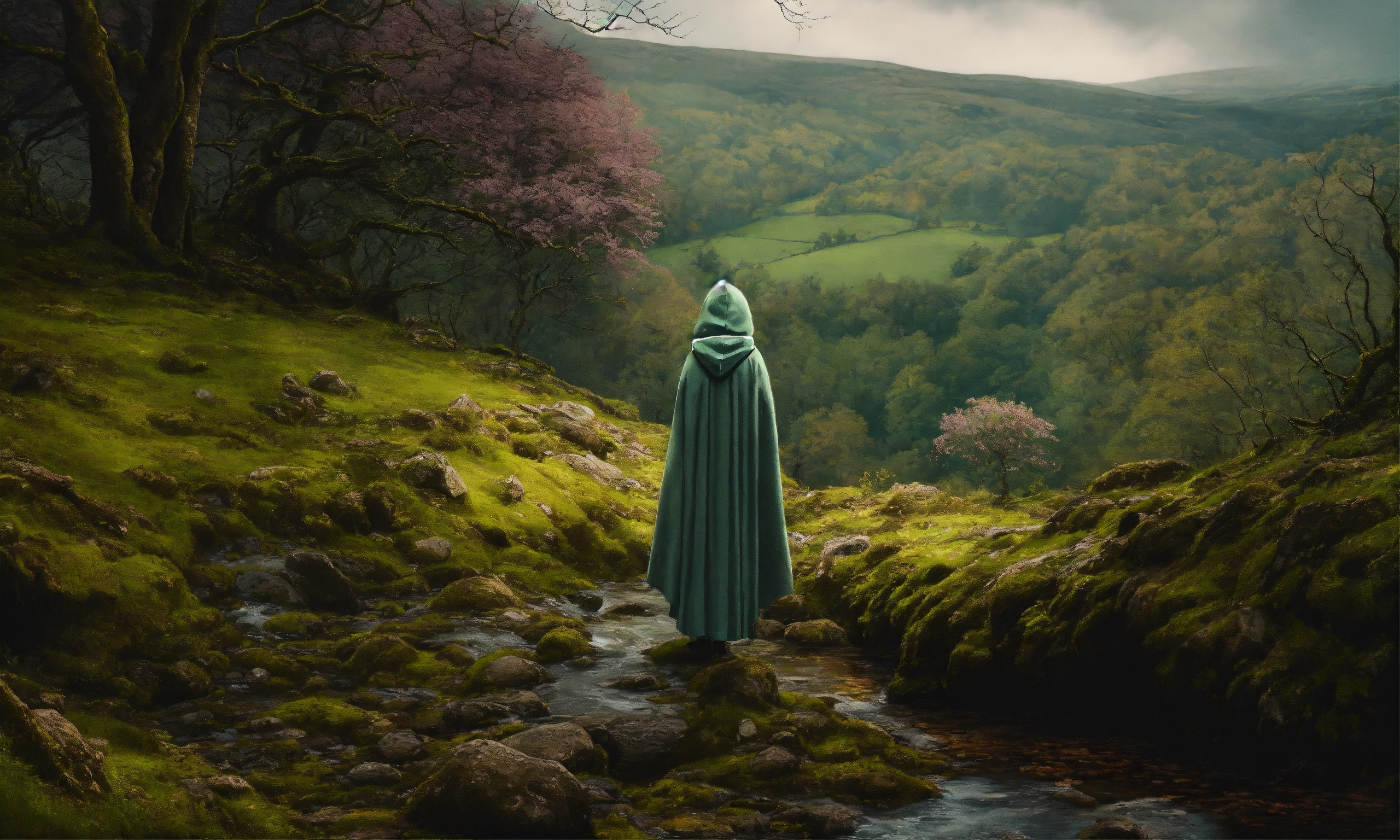 Lexica - Epic shot of a forest in Ireland with a ultra detailed woman ...