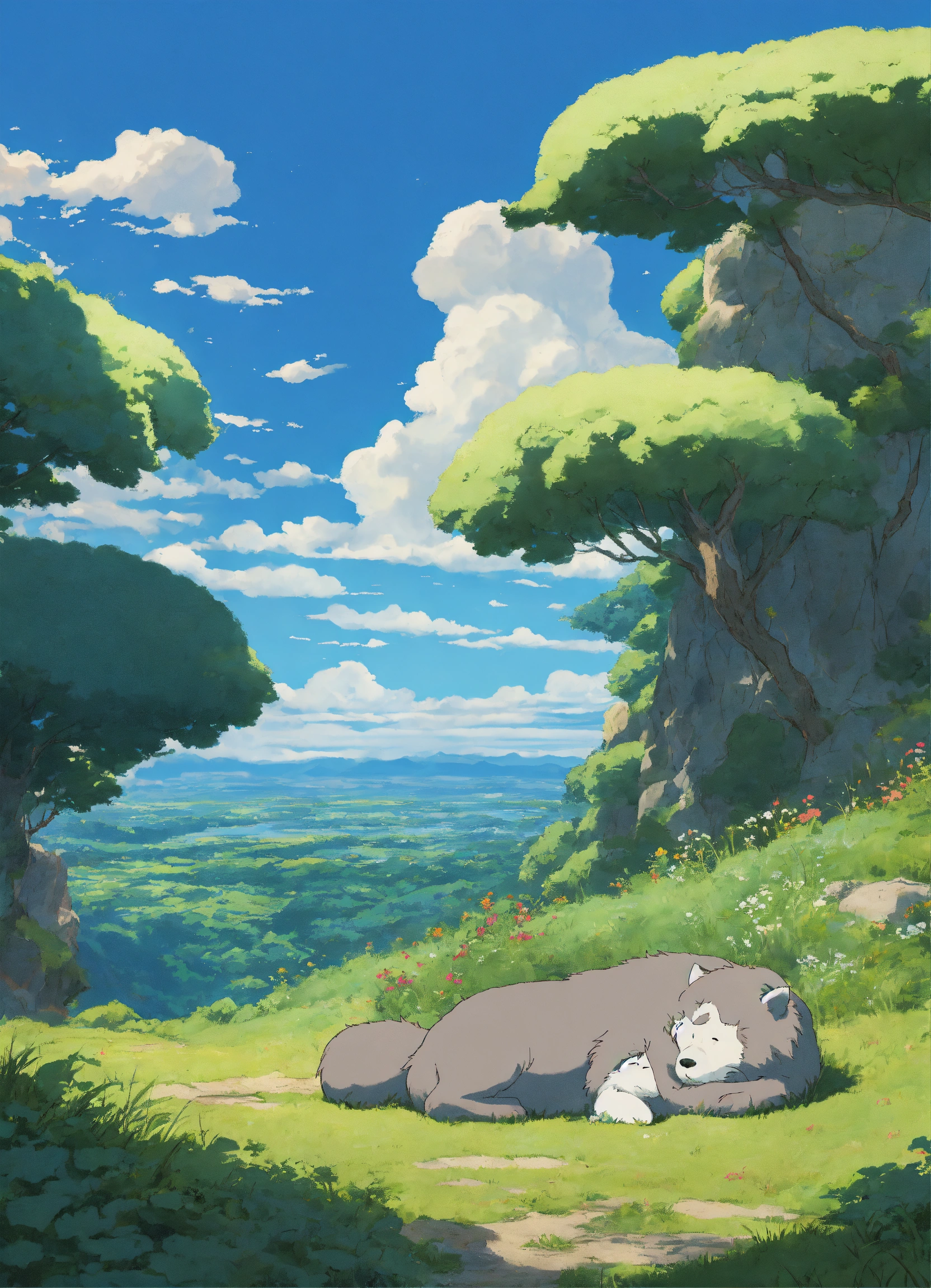 Lexica - Japanese Miyazaki Hayao style art of a monster sleeping ...