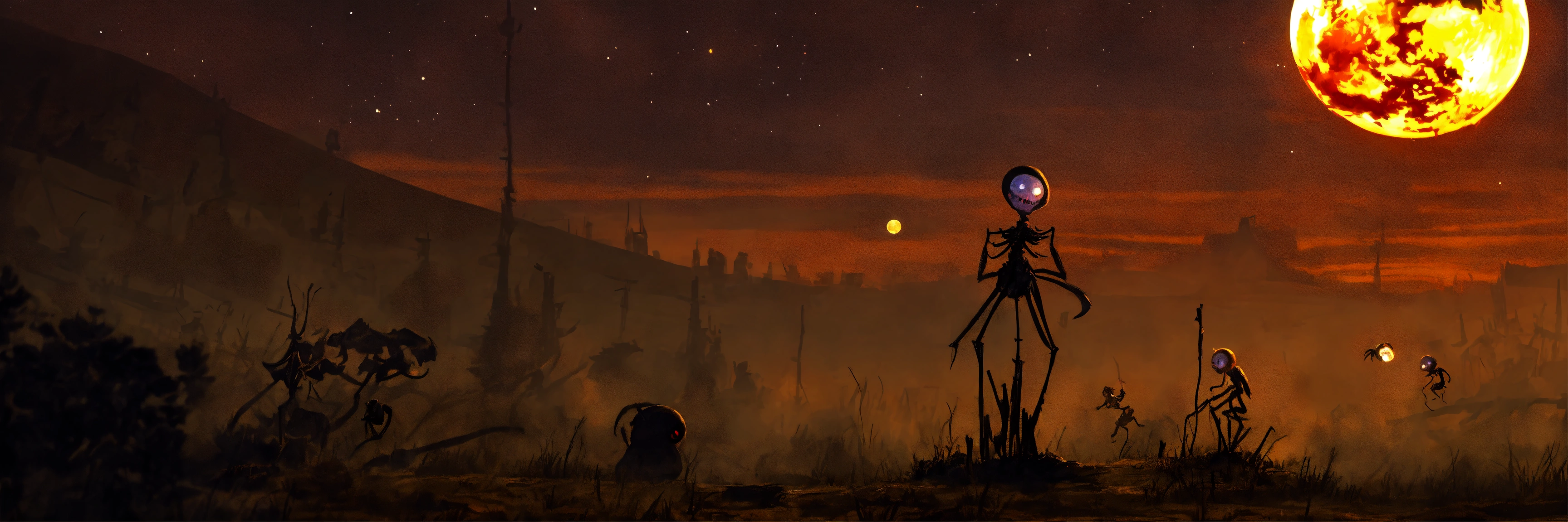 Lexica - Under a full moon, terrifying creatures of various sizes ...