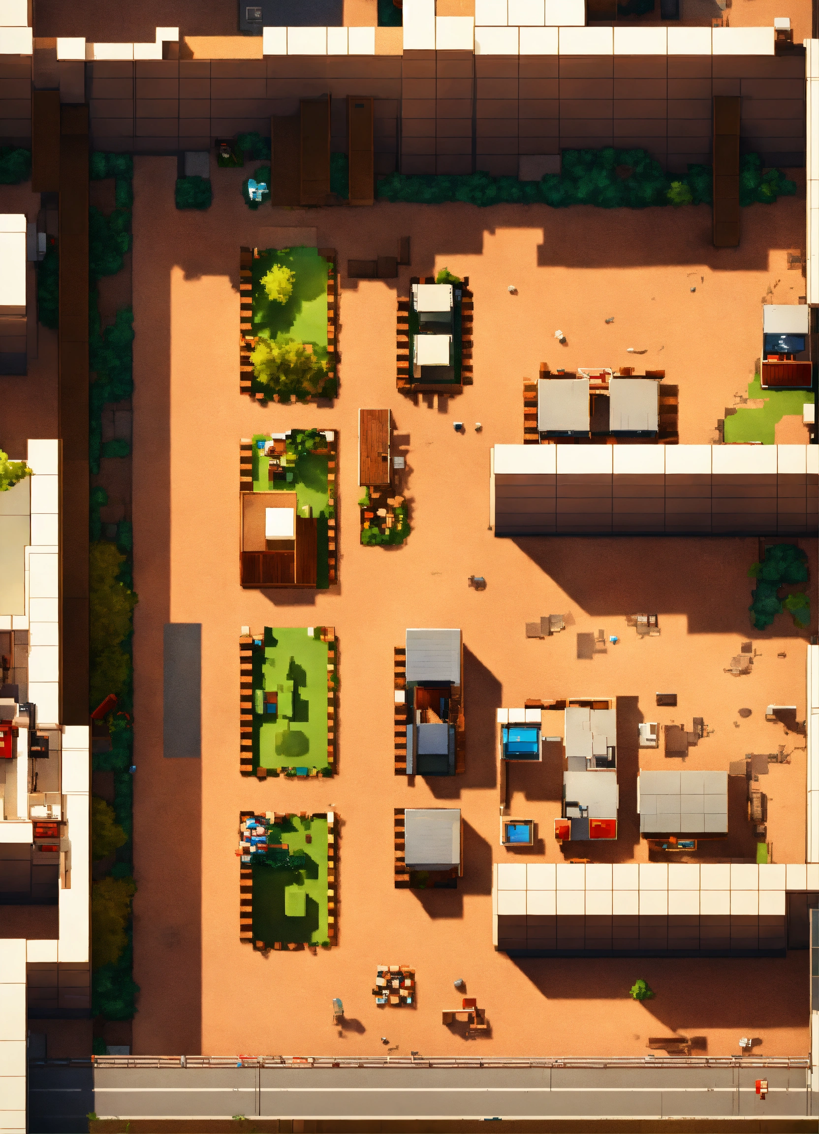 Lexica - Simple pixel building site from overhead