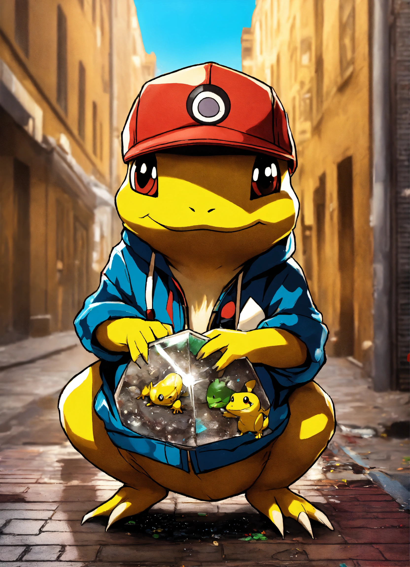 Lexica - Pokémon as a hip hop street artist with a diamond milk toad