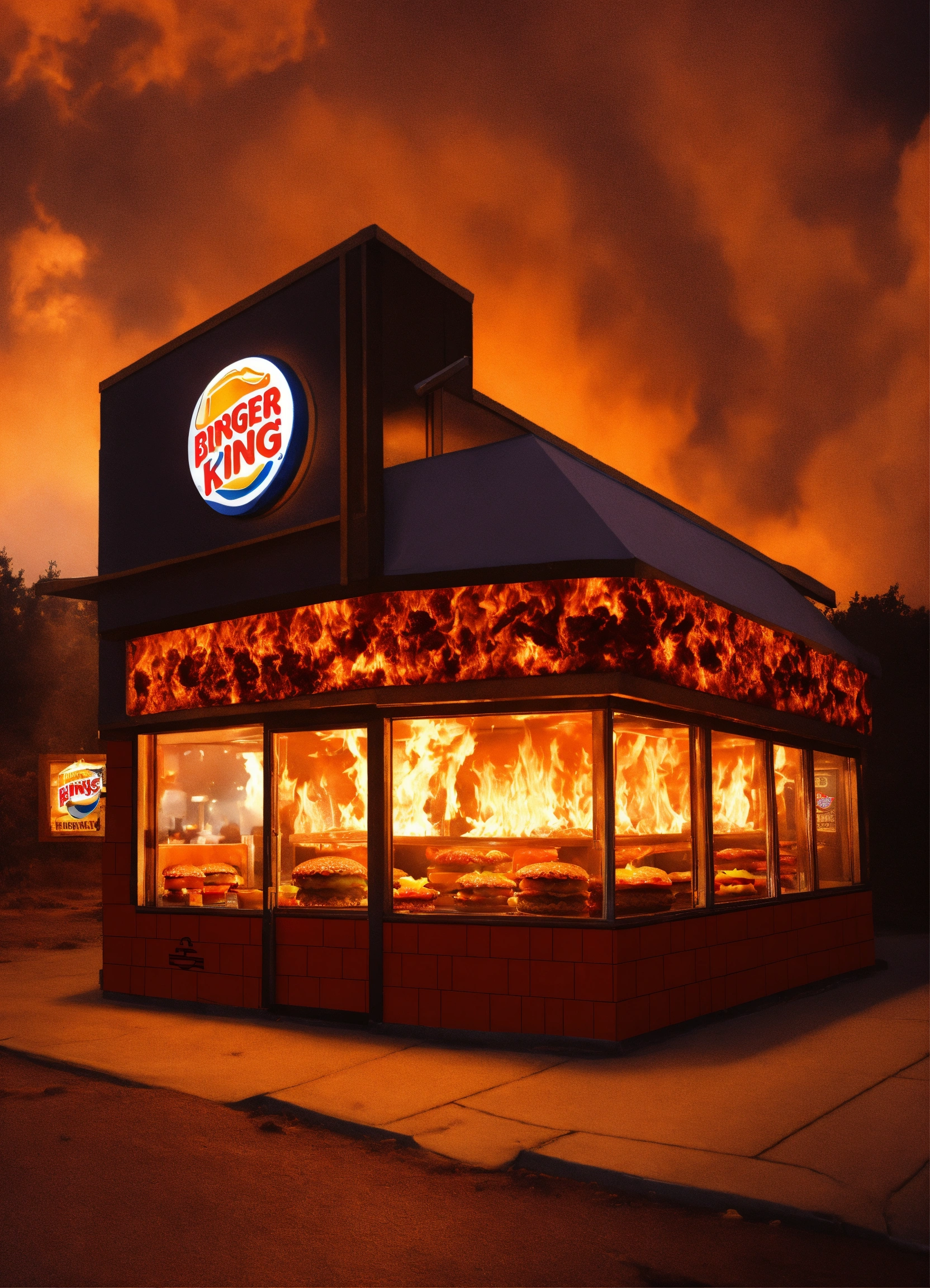 Lexica - Burger king restaurant in hell