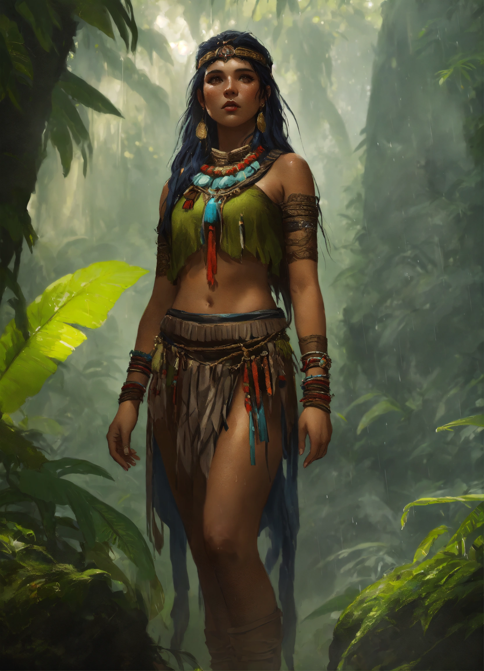 Lexica - 3/4 body shot, Young inca female indigenous shaman leader on ...