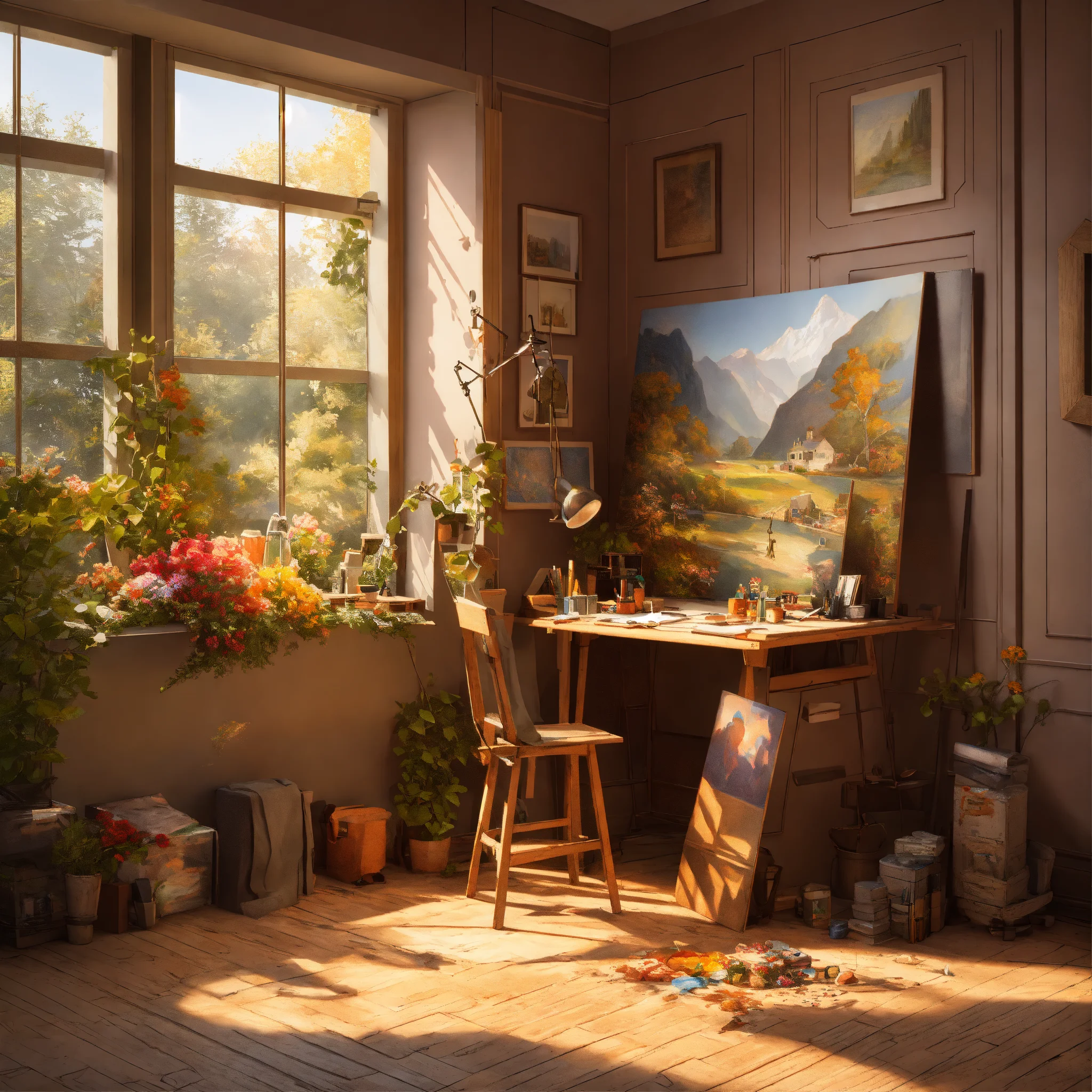Lexica - Cube cutout of an isometric oil painters studio, 3d art ...