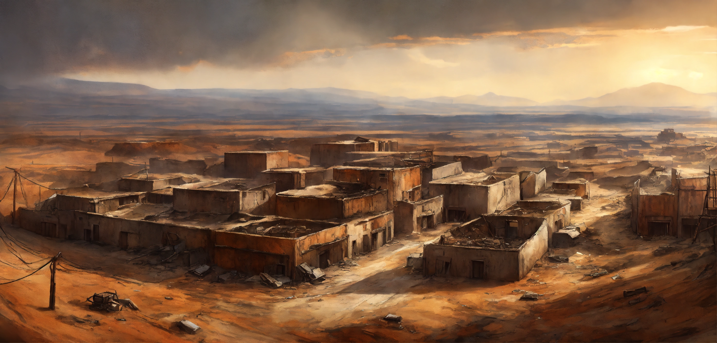 Lexica - Conept art, post apocalyptic, wasteland, small village in the ...
