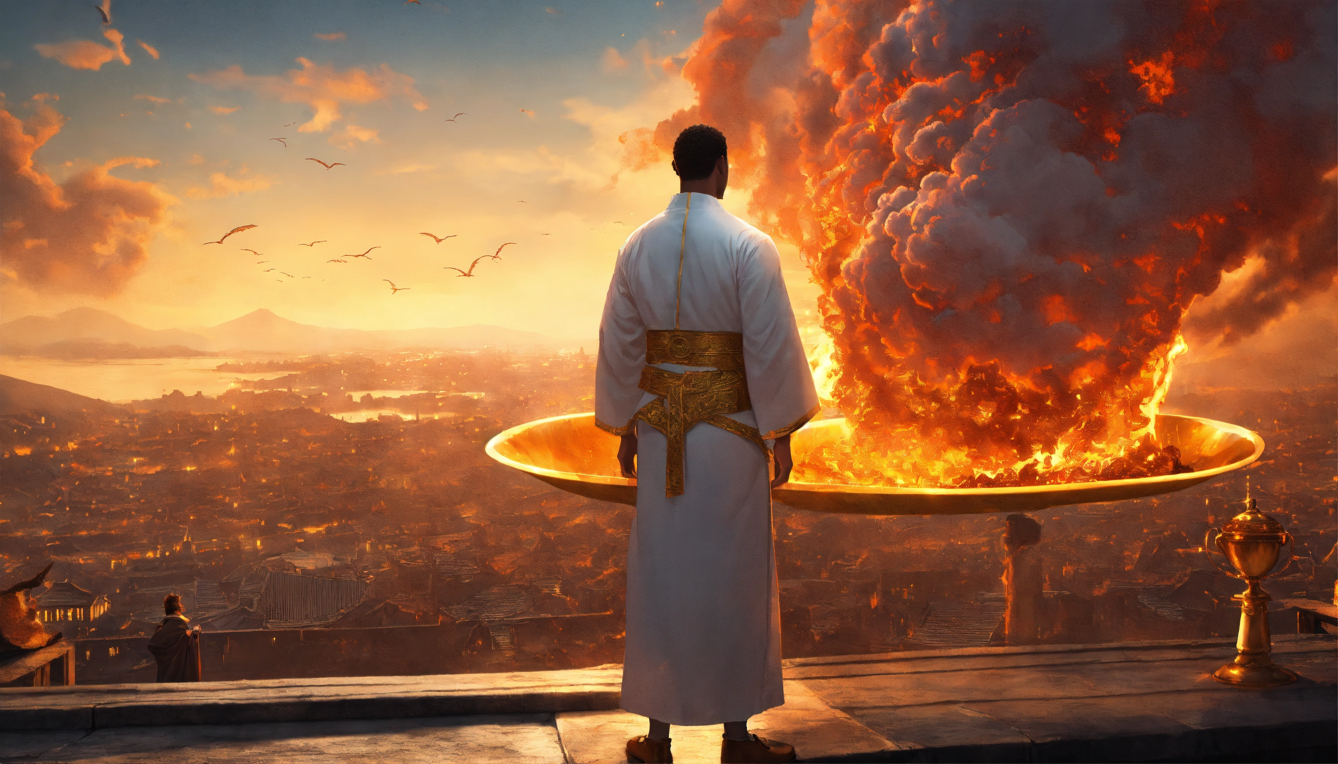 Lexica - Illustrate a view of a handsome black man wearing a long ...