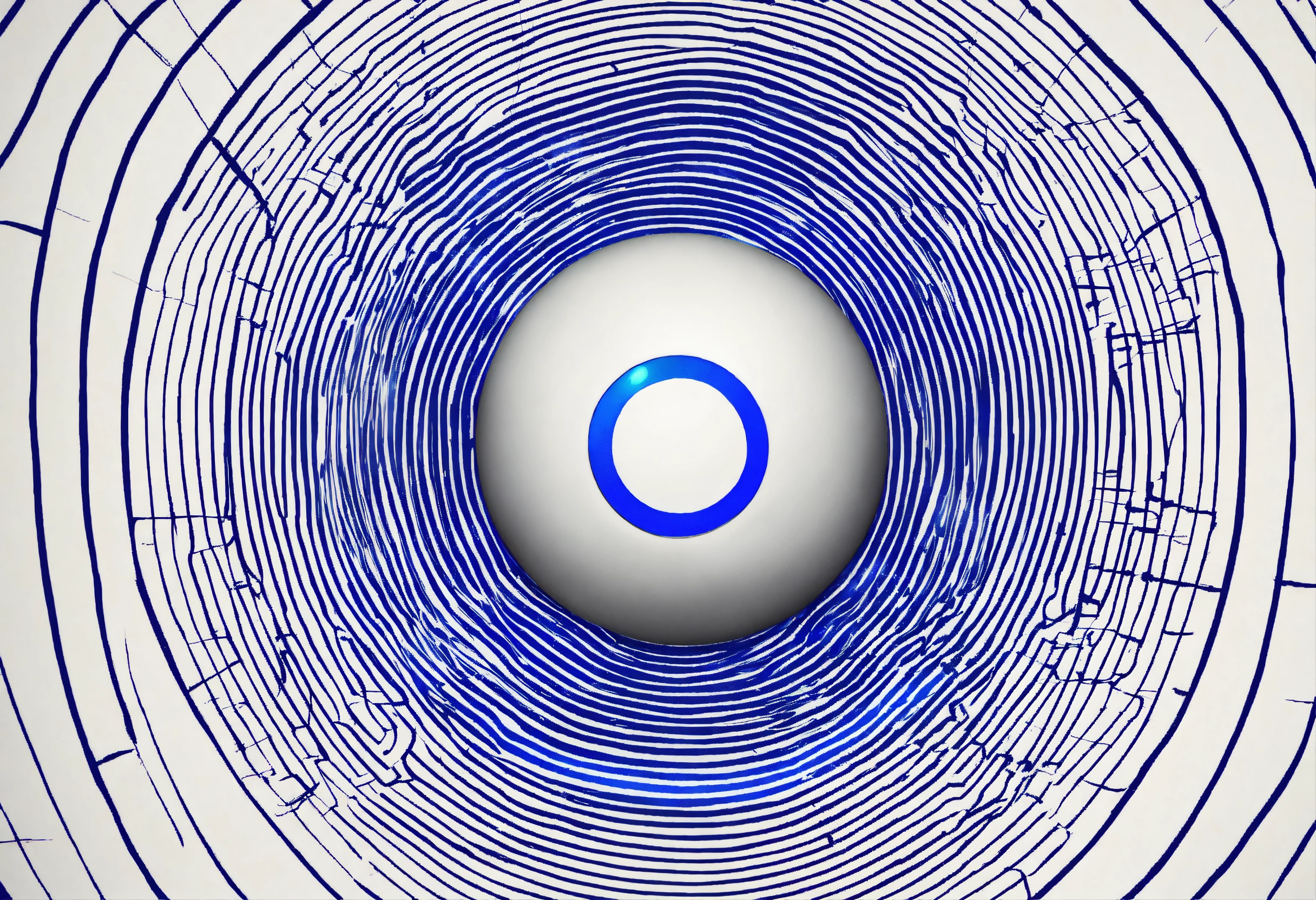 Lexica - Blue sphere, ball, line art, on white background