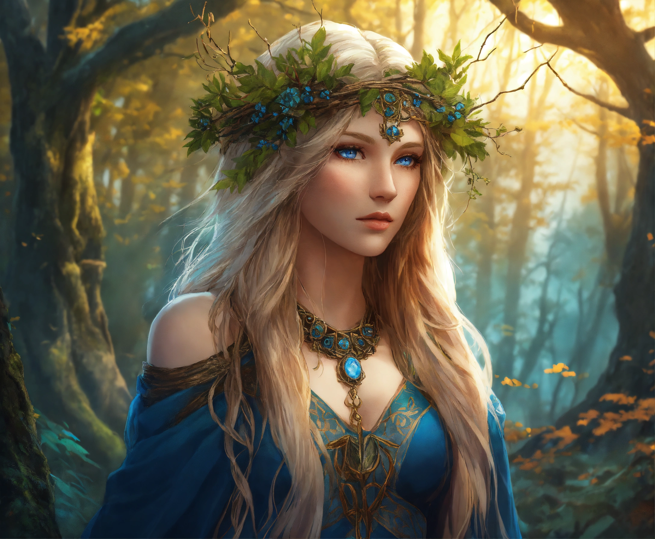 Lexica - A forest witch, in her 30’s, fused with a tree, blonde ...