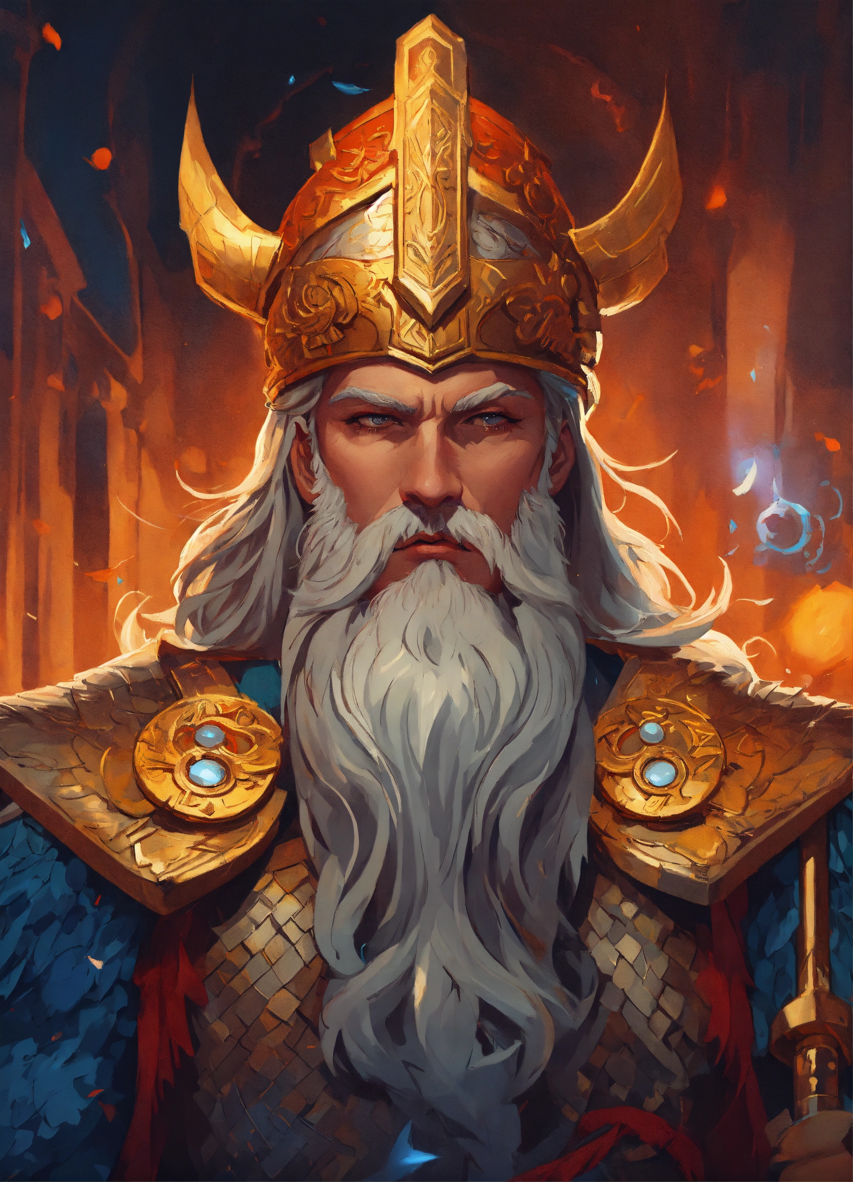 Lexica - Valhalla god Odin, cartoon oil paint, 2D illustration style ...