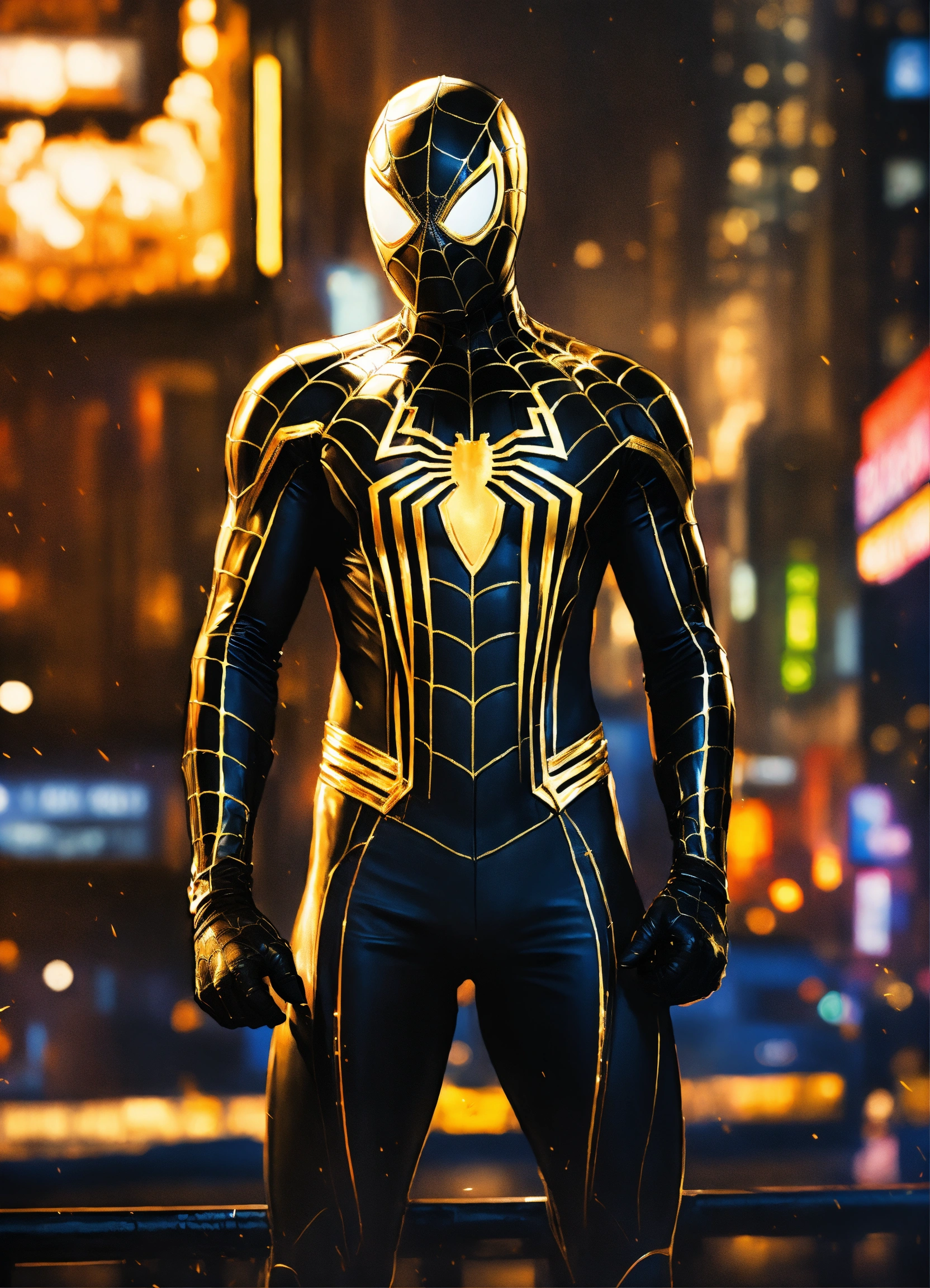 Lexica Portrait Painting Of Spider Man Wearing A Stunning Black And Gold Suit Ultra