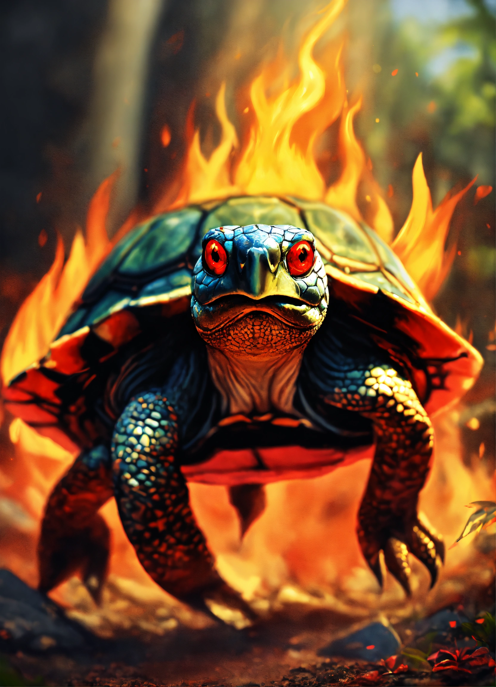 Lexica - Laughing turtle,red eyes flame