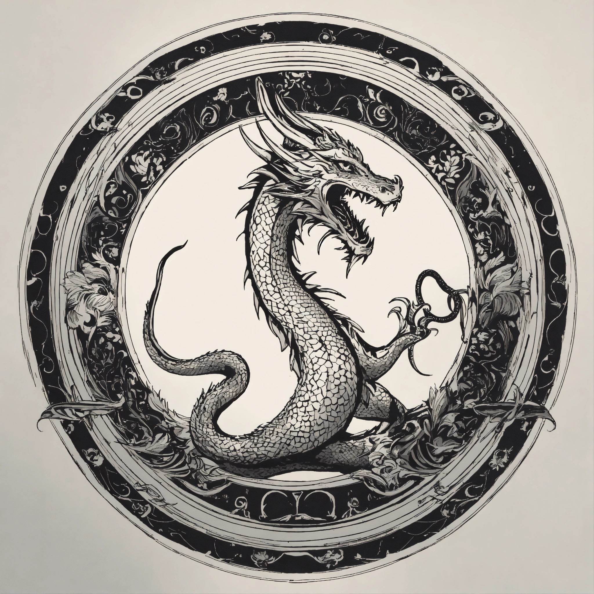 Lexica - Minimalistic dragon biting itself in the form of a ring by the ...