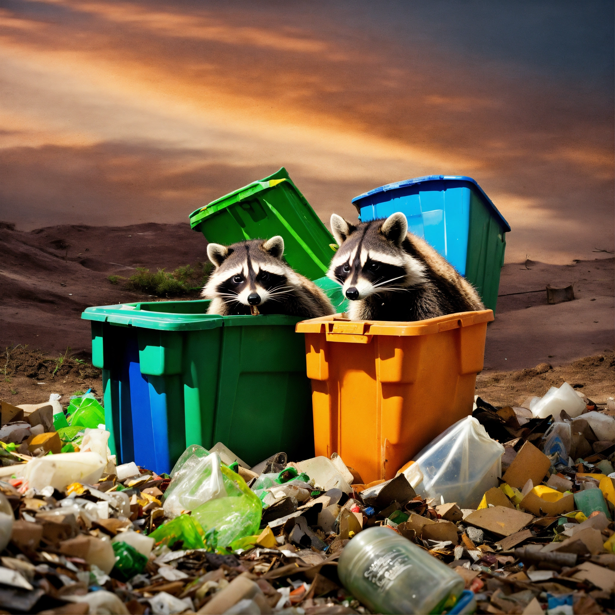 Lexica - A photograph of a raccoon digging through recycling without ...