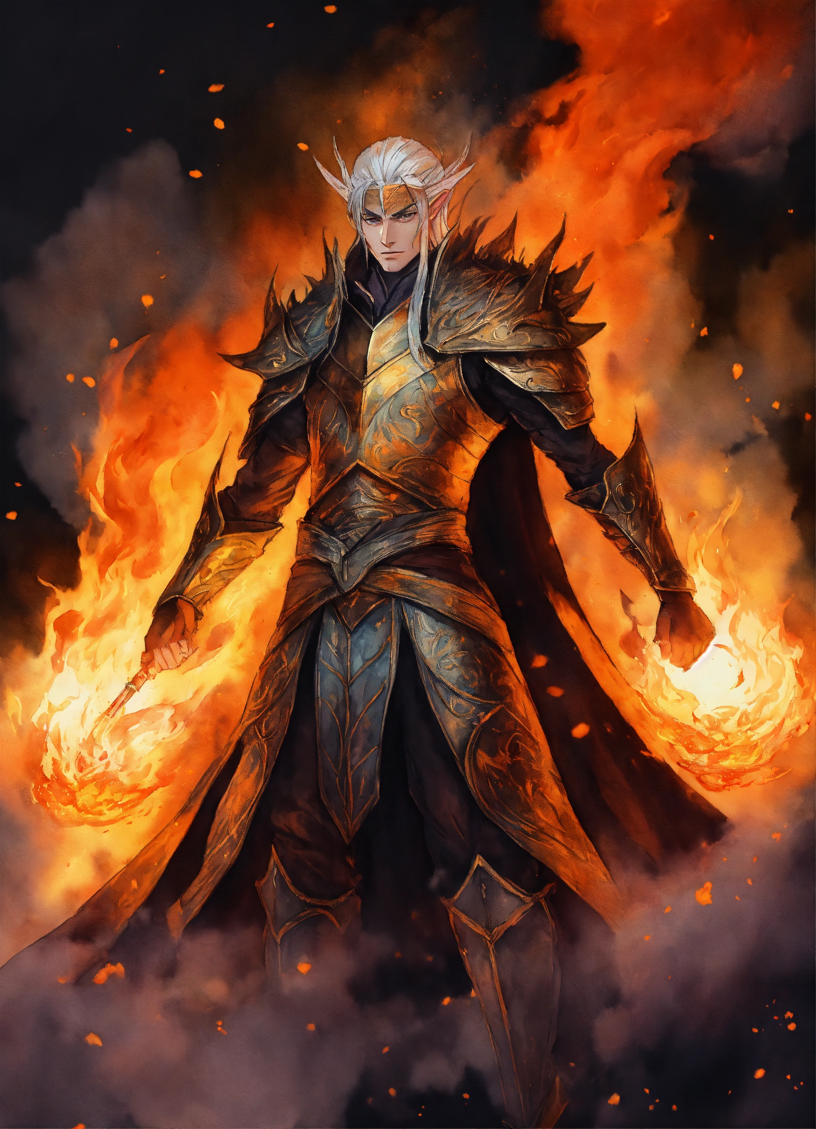 Lexica - Sauron from LOTR in his elven form in flames and smoke in ...