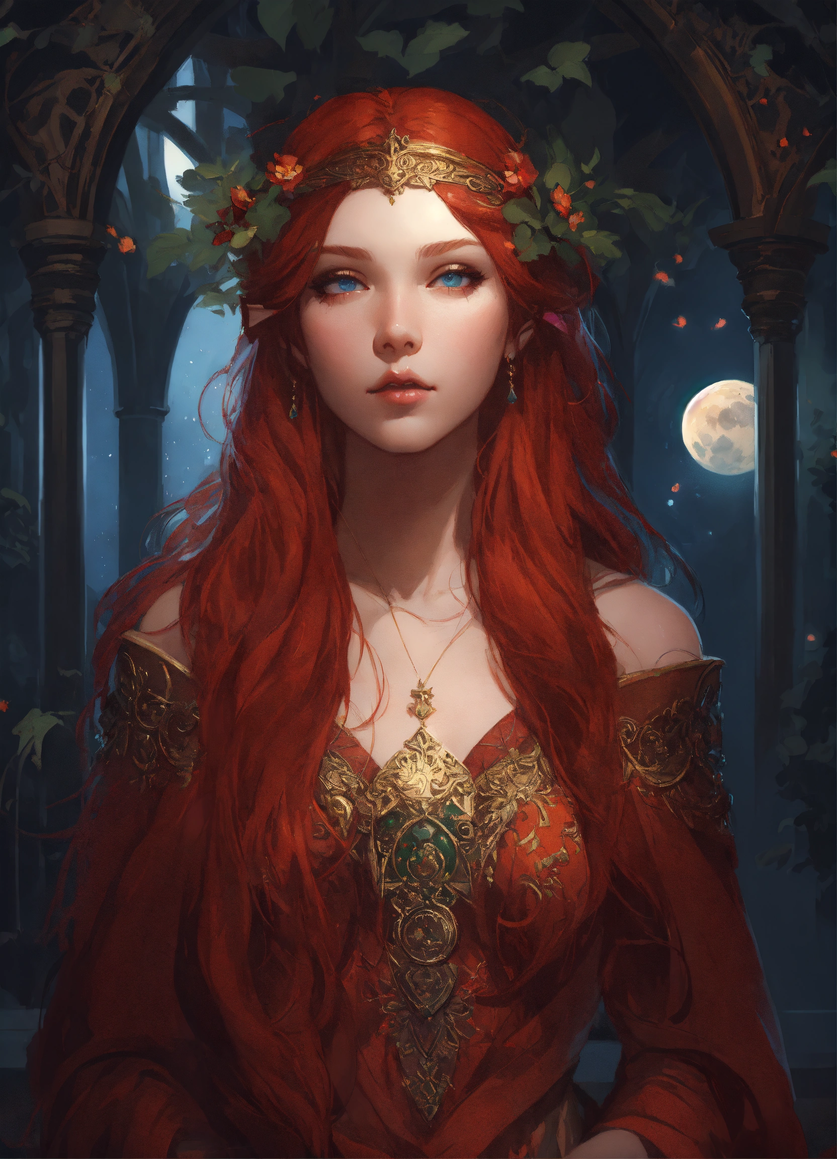 Lexica - Beautiful, red hair, elf princess, long hair, mysterious ...