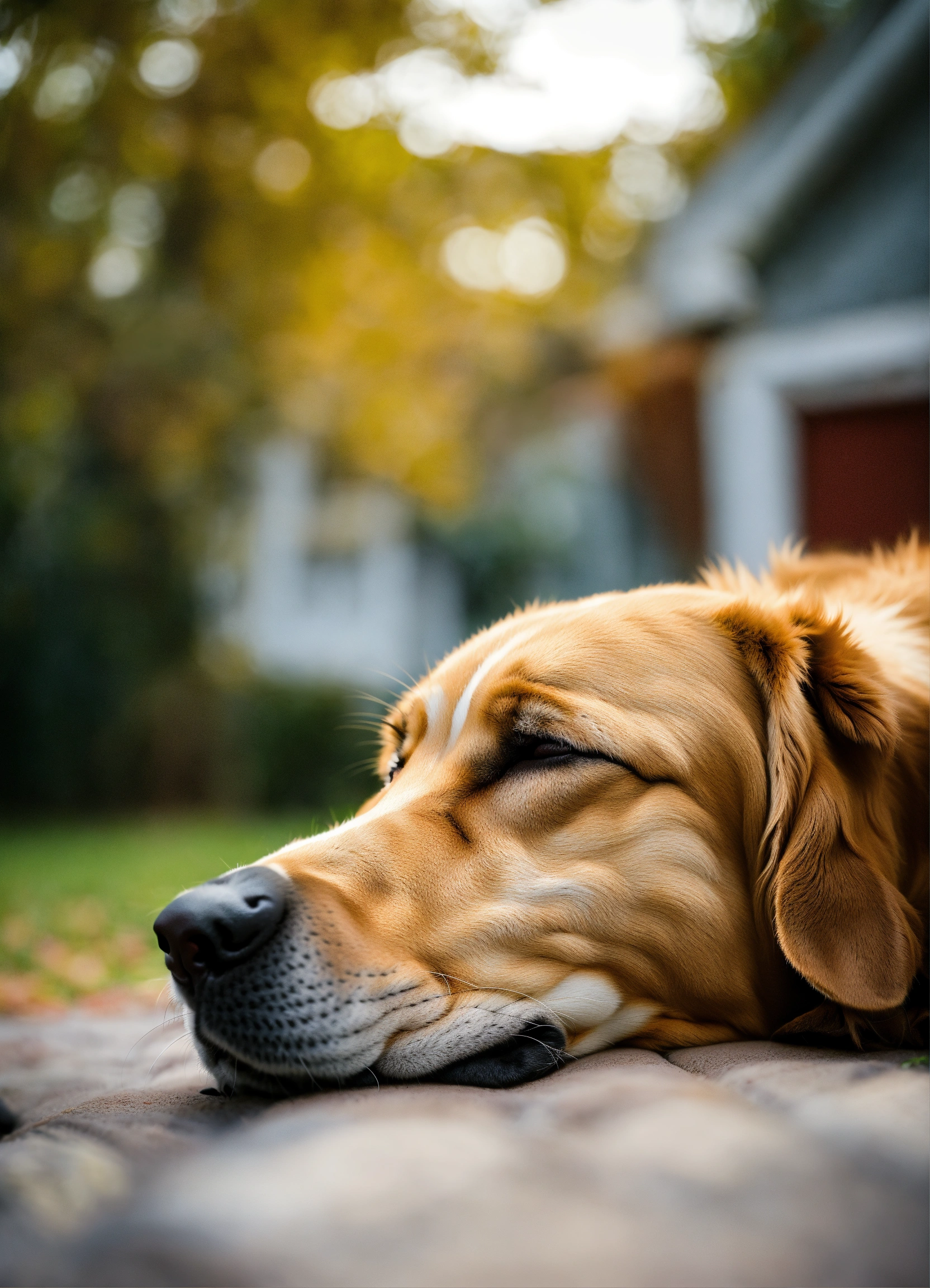 Lexica - Middle class home dog sleeping outside