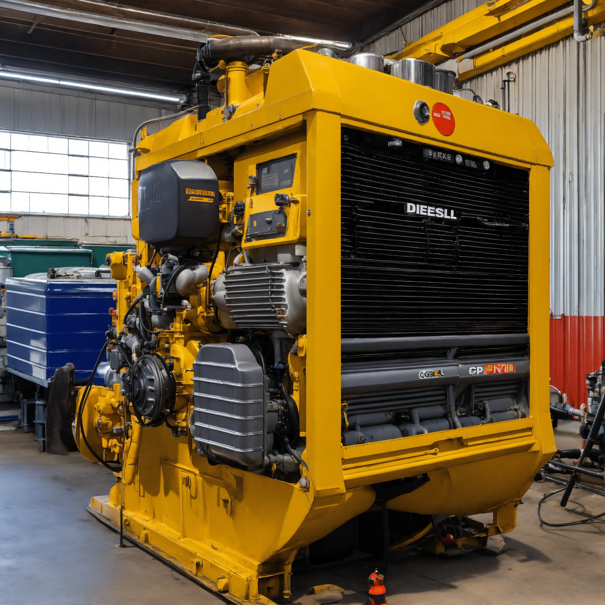 Lexica - A photo of a large diesel engine. The engine is clean and well ...