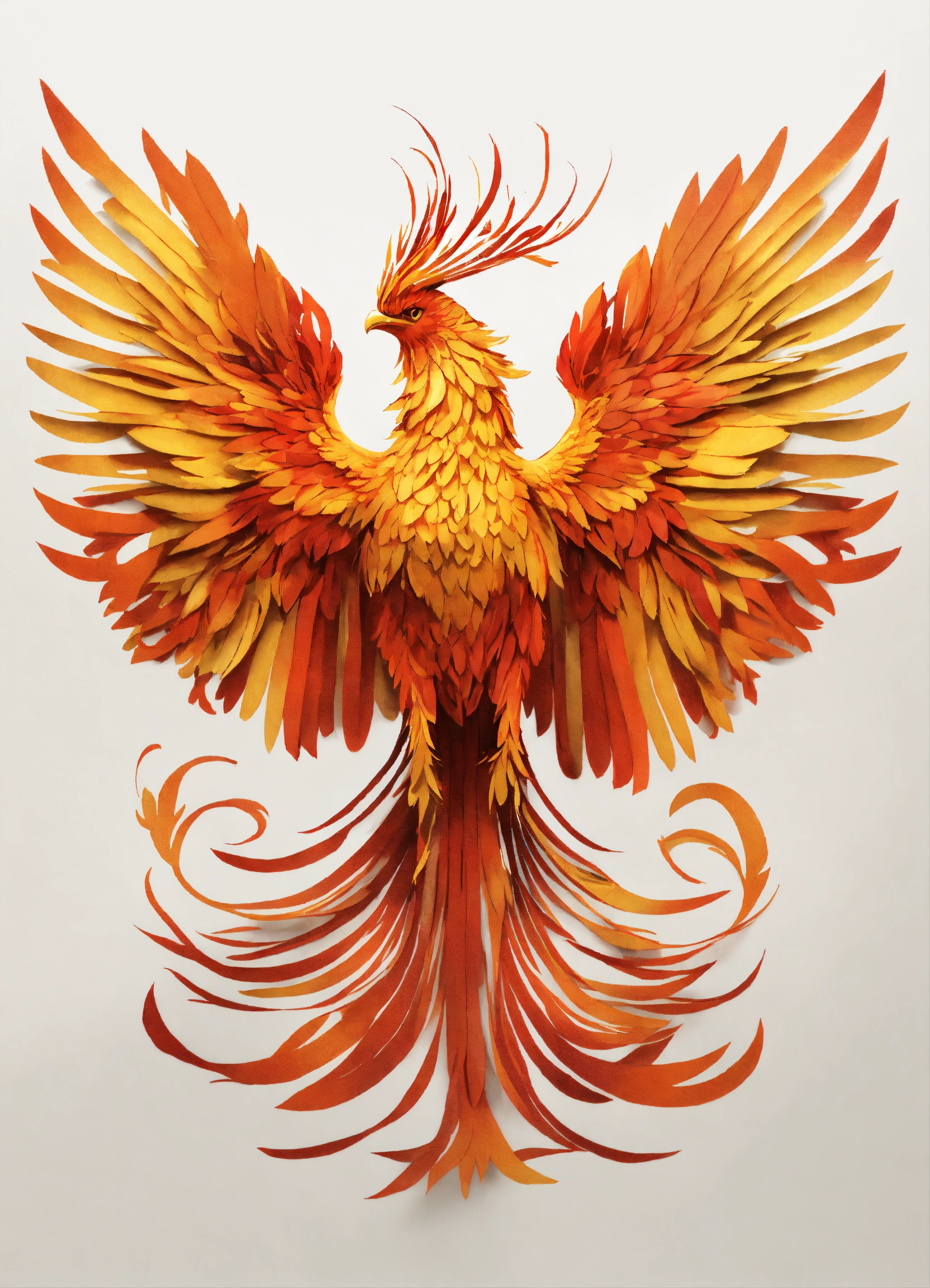 Lexica - Young phoenix; full body; 2d paper cut illustration; solid ...