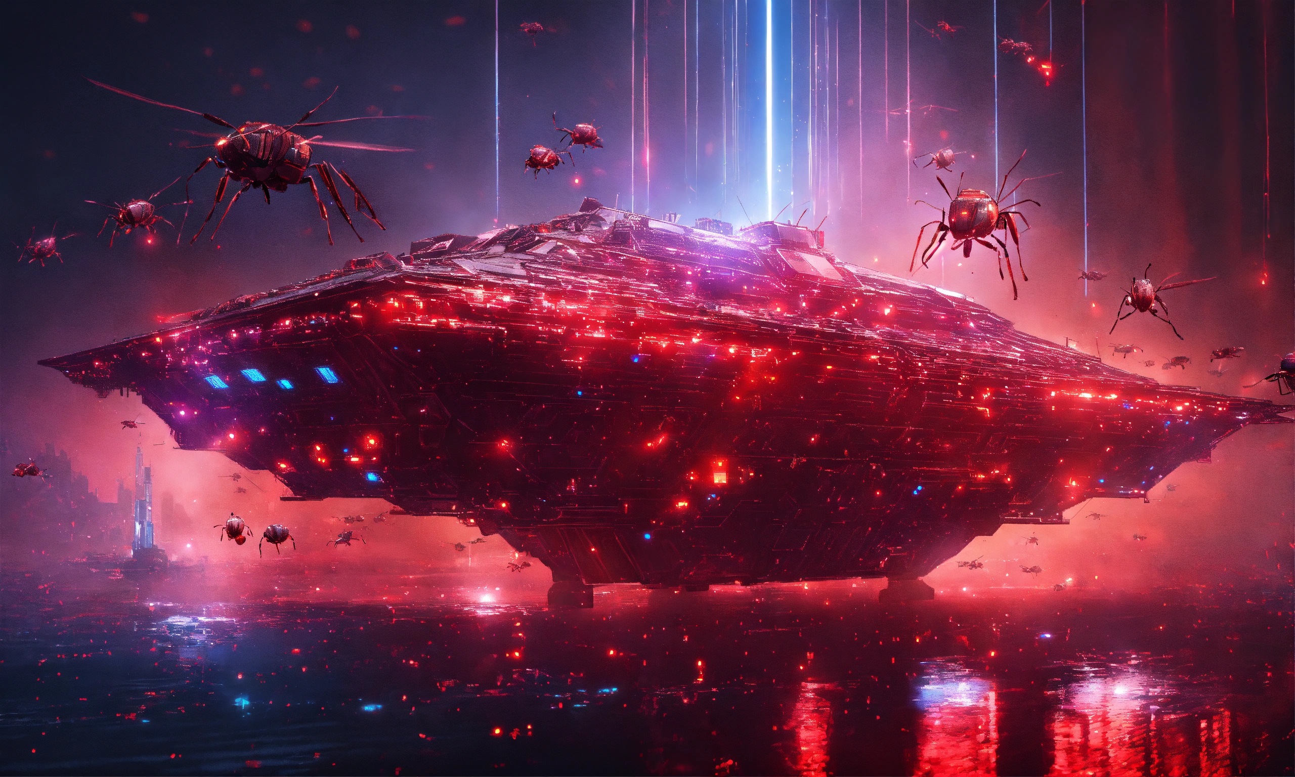 Lexica - Holographic swarm of flying armored insect ships attack ...