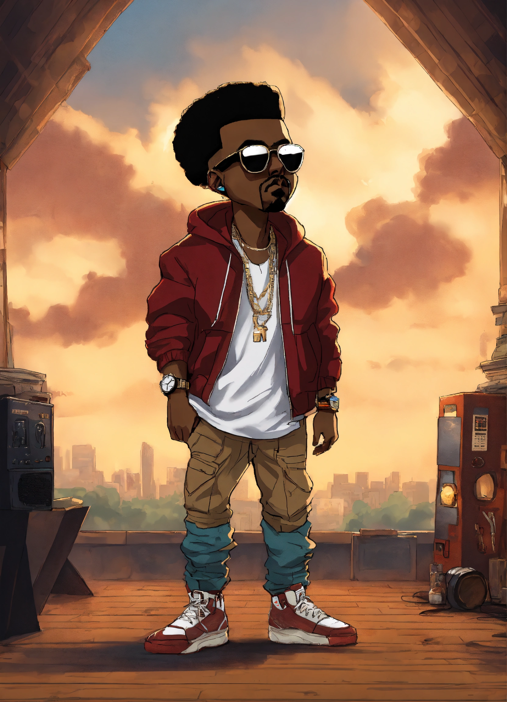 Lexica - Hip hop art style Kanye West boondocks full body