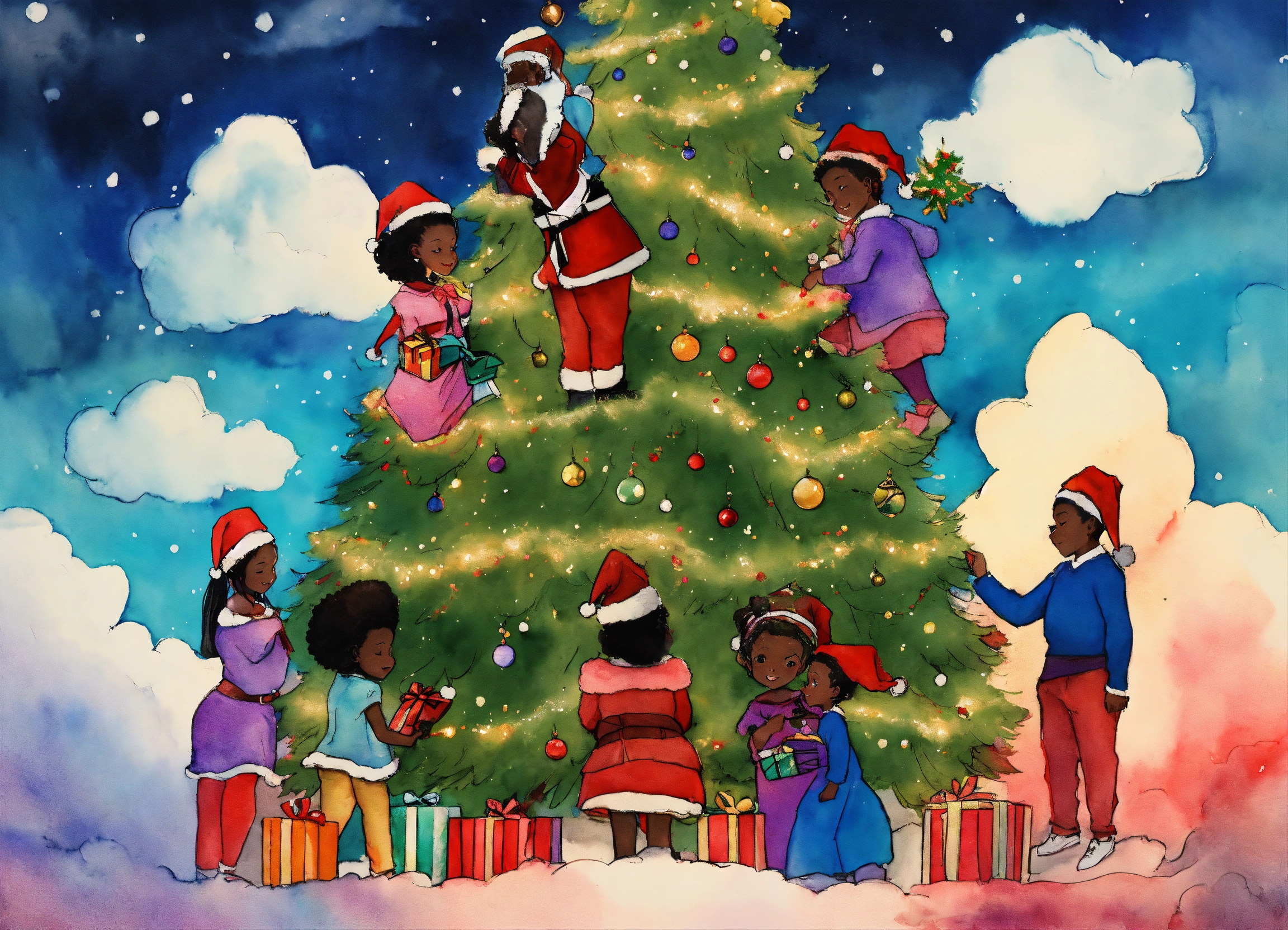 Lexica - Castle on a cloud. it’s Christmas time. Afrocentric. Santa ...