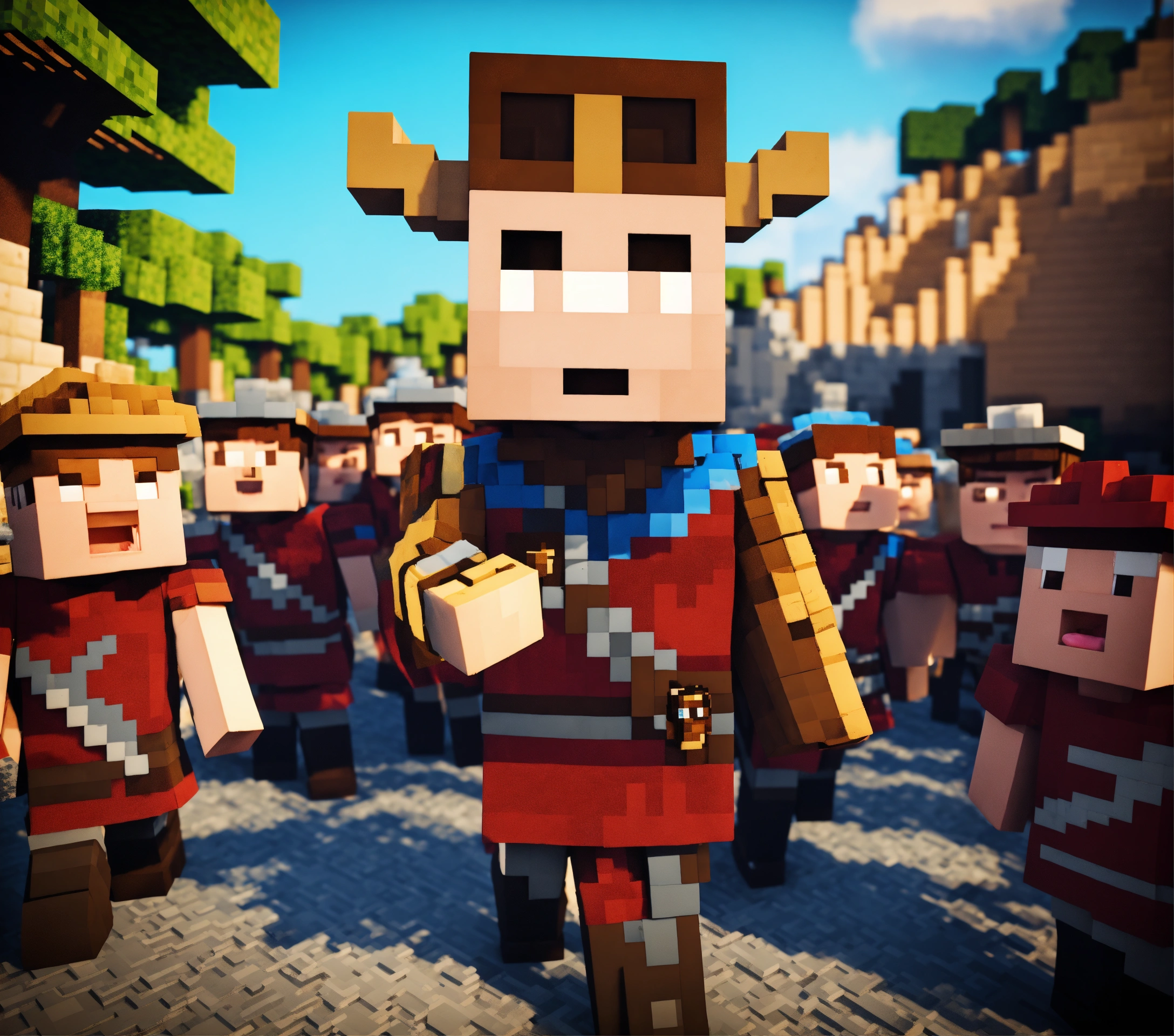 Lexica - Roman soldier guard taking selfie with minecraft villagers ...