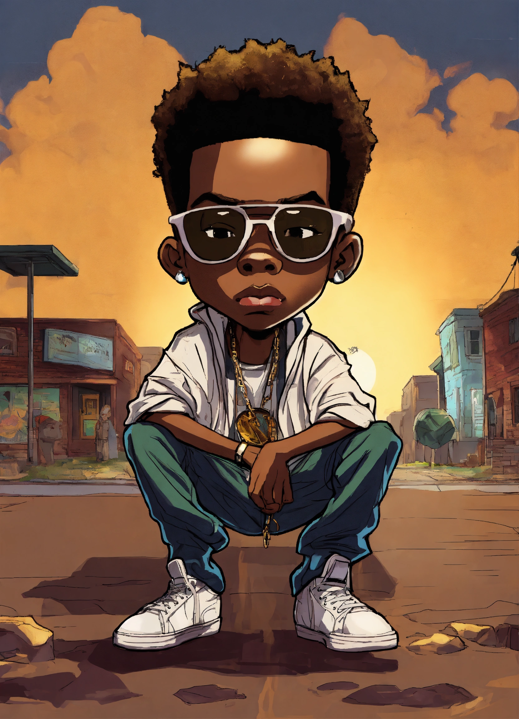 Lexica - Hip hop art style Chris Rock boondocks full body