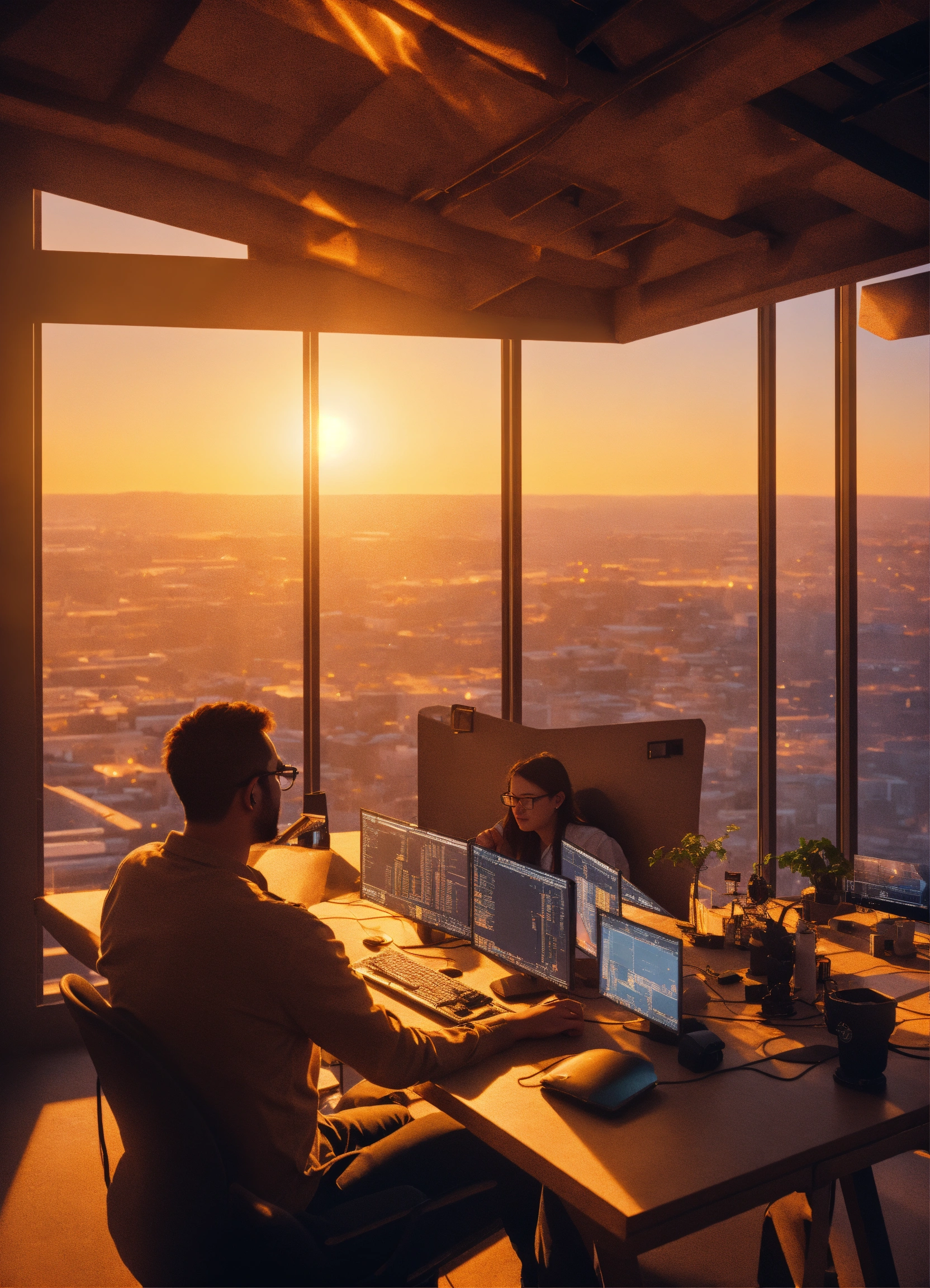 Lexica - Ultra realistic bright photo of developers working on a a very ...