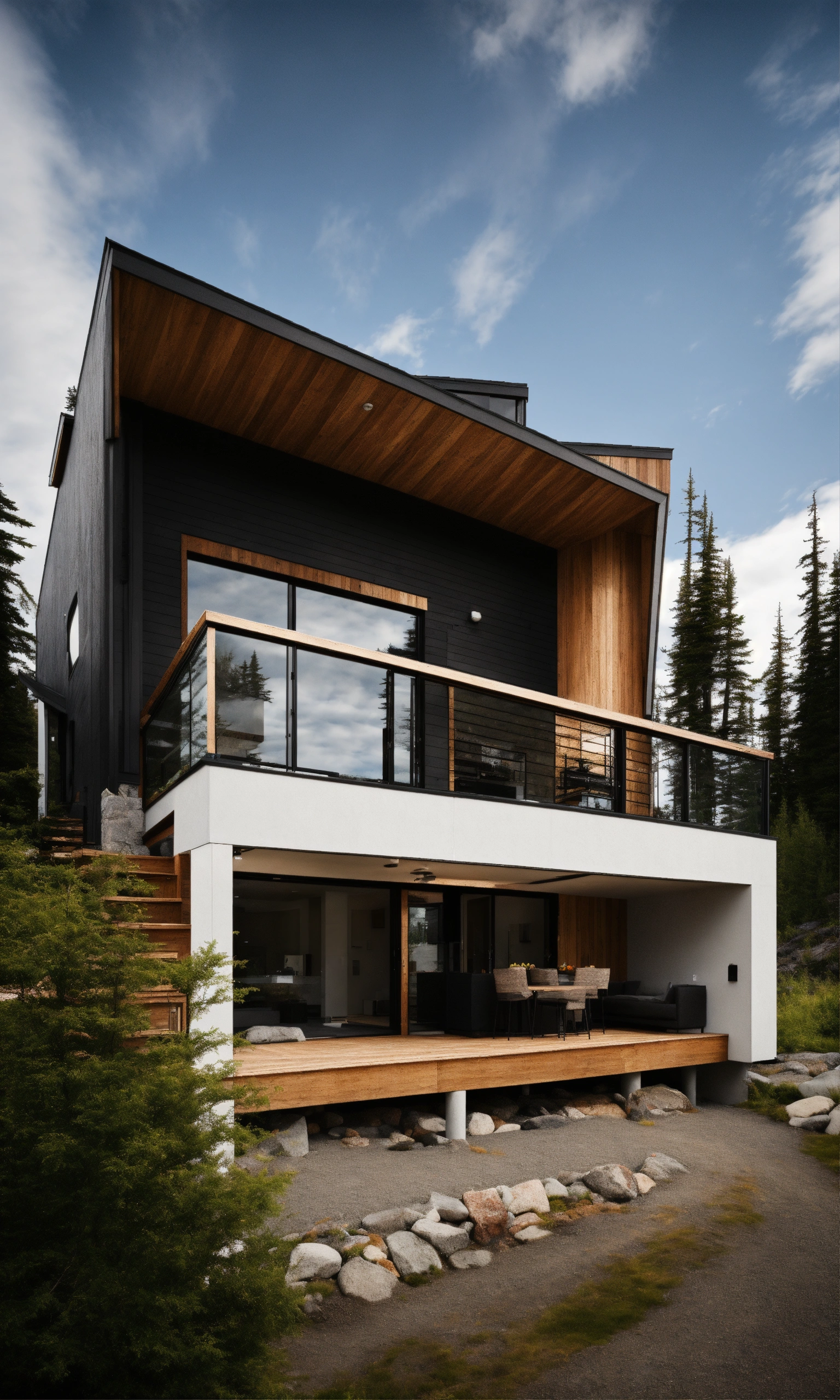 Lexica - Make a black and white skatch of a modern house in alaska