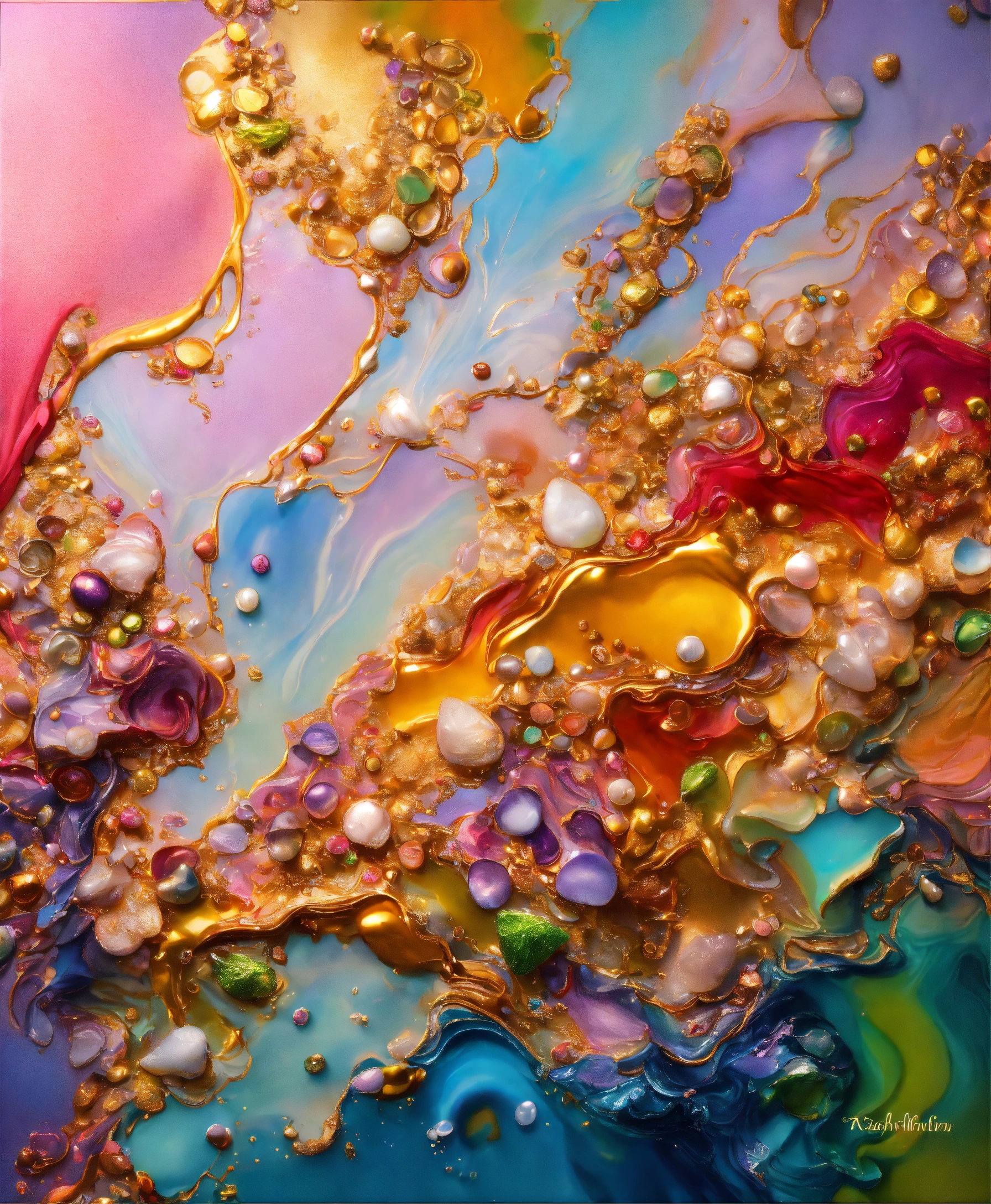 Lexica - Colorful abstract painting oil and water complex complicated ...