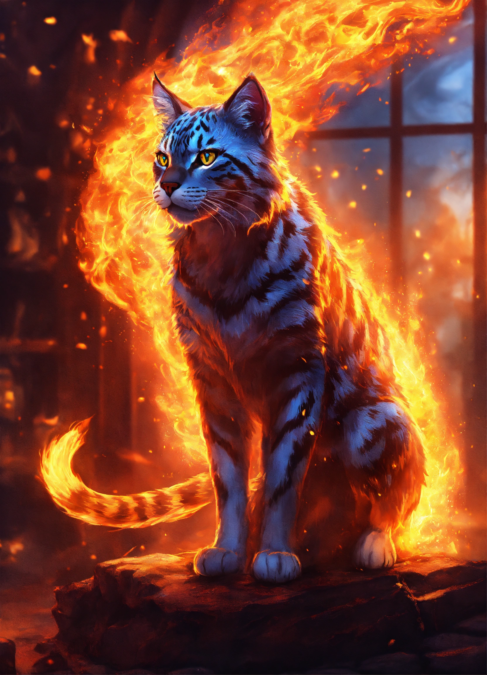 Lexica - A magical wildcat made of fire