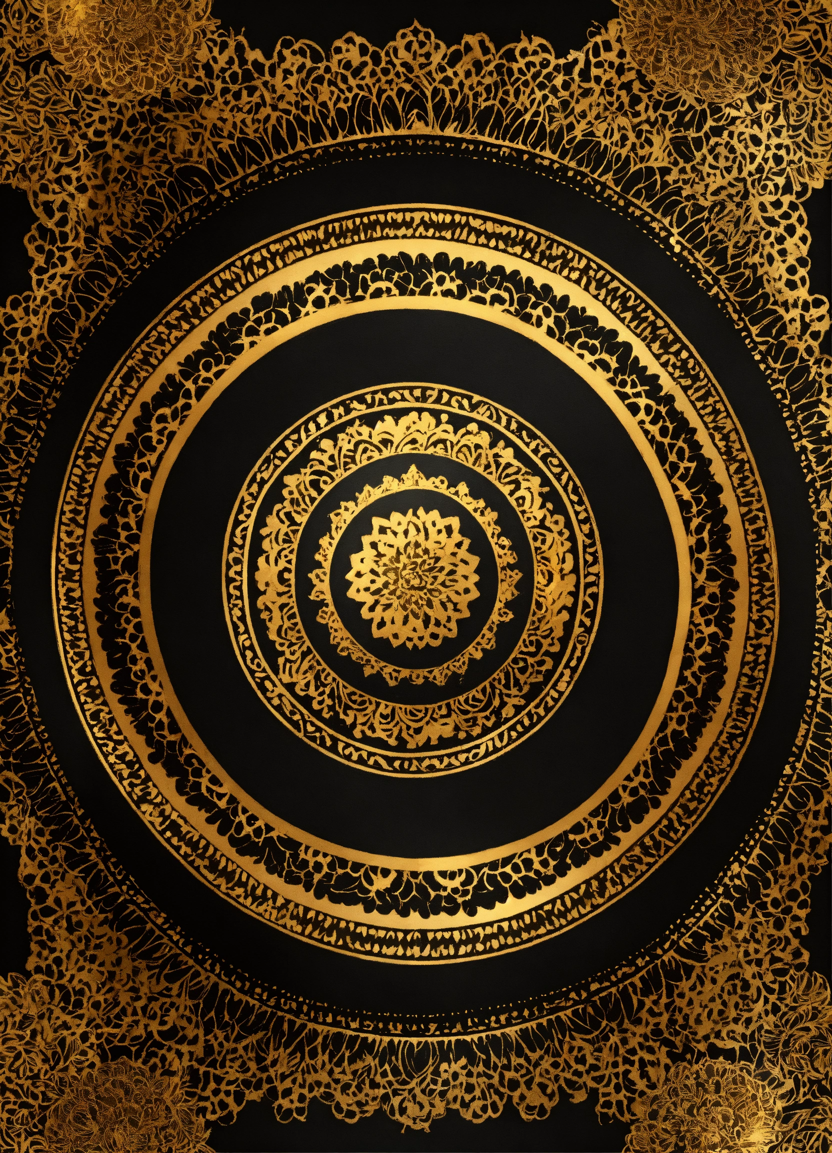 Lexica - Golden and black Mandala Art Background With Border Invitation ...