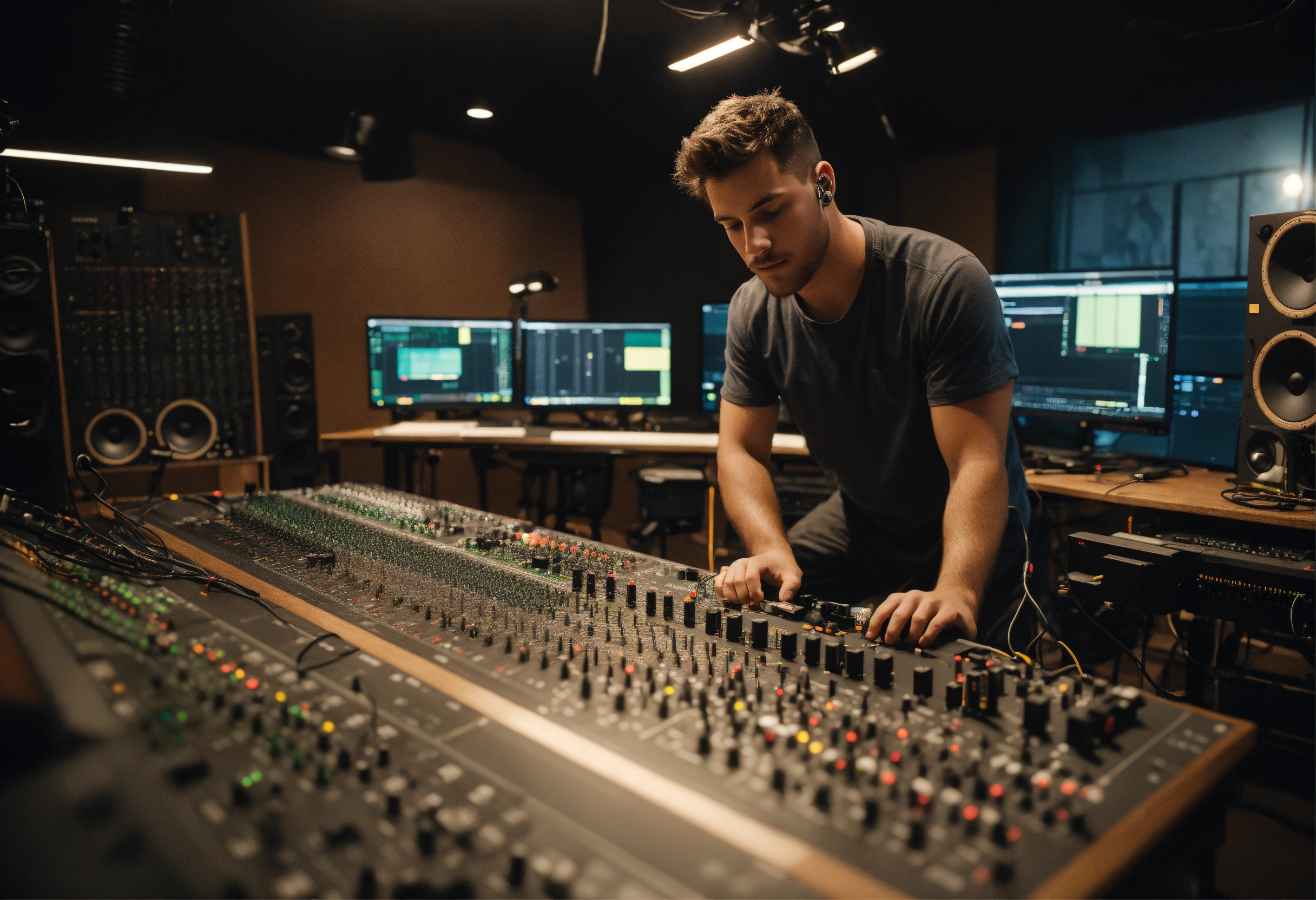 Lexica - The studio. In the center is an audio technician, who ...