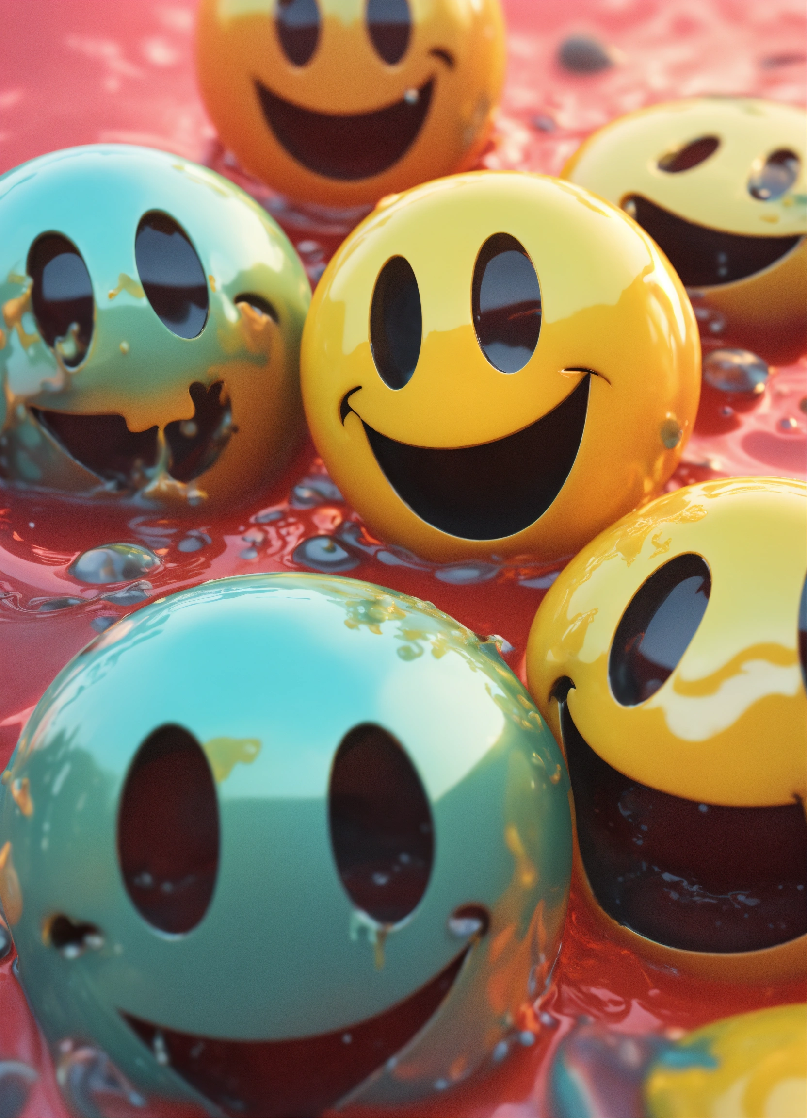 Lexica - Four melting smiley faces next to one another, 4k render ...
