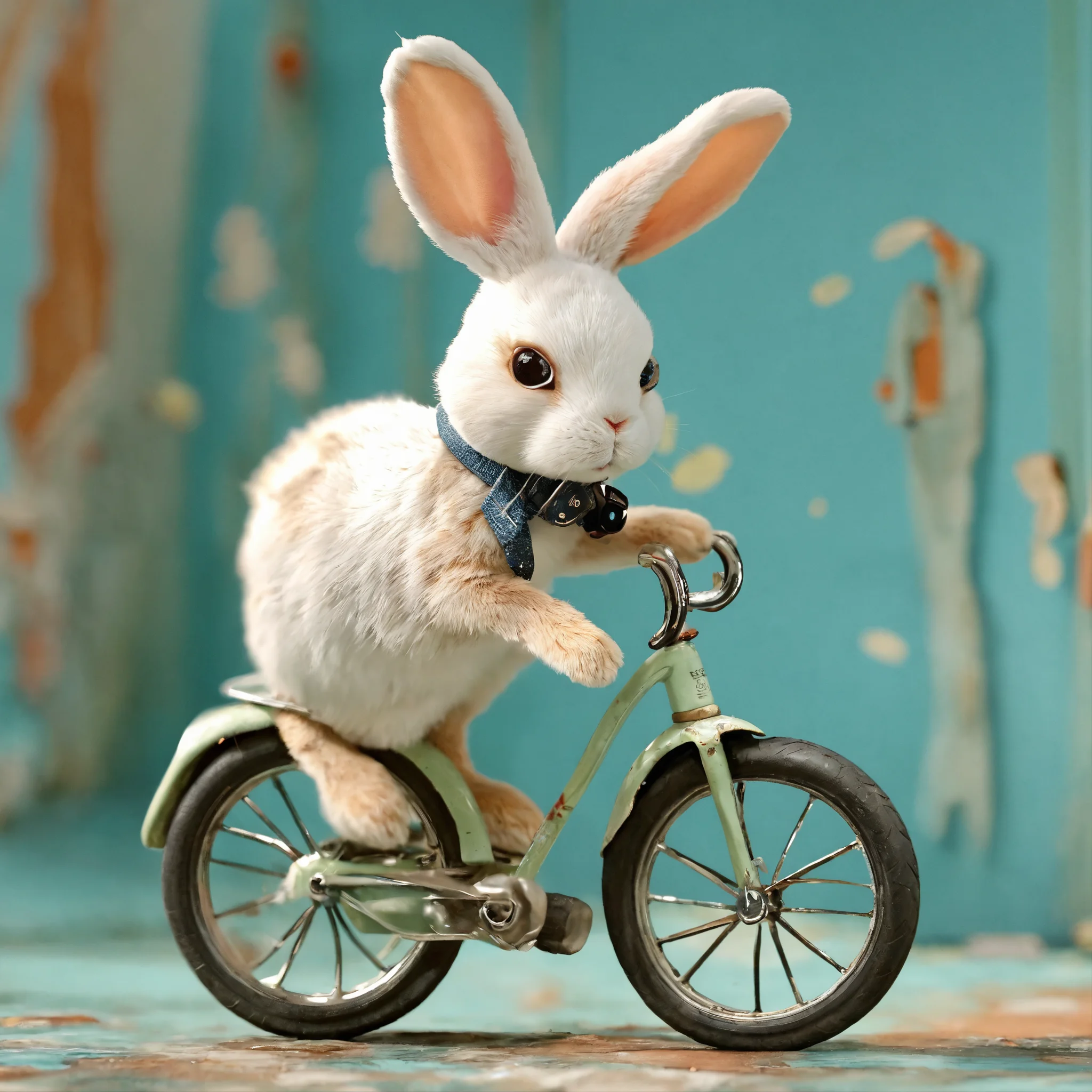 Lexica - A cute rabbit is ridding bike