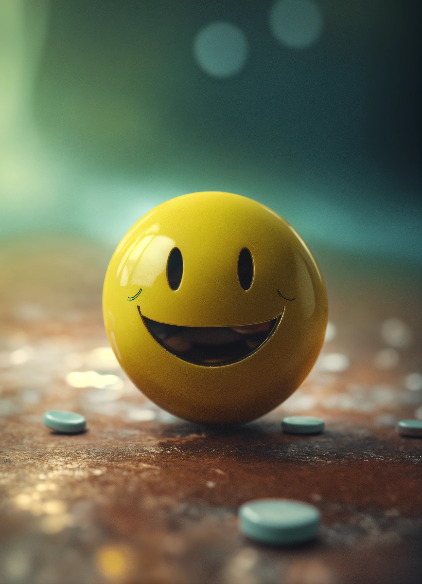 Lexica - One small pill with a smiley face on it , 4k render 