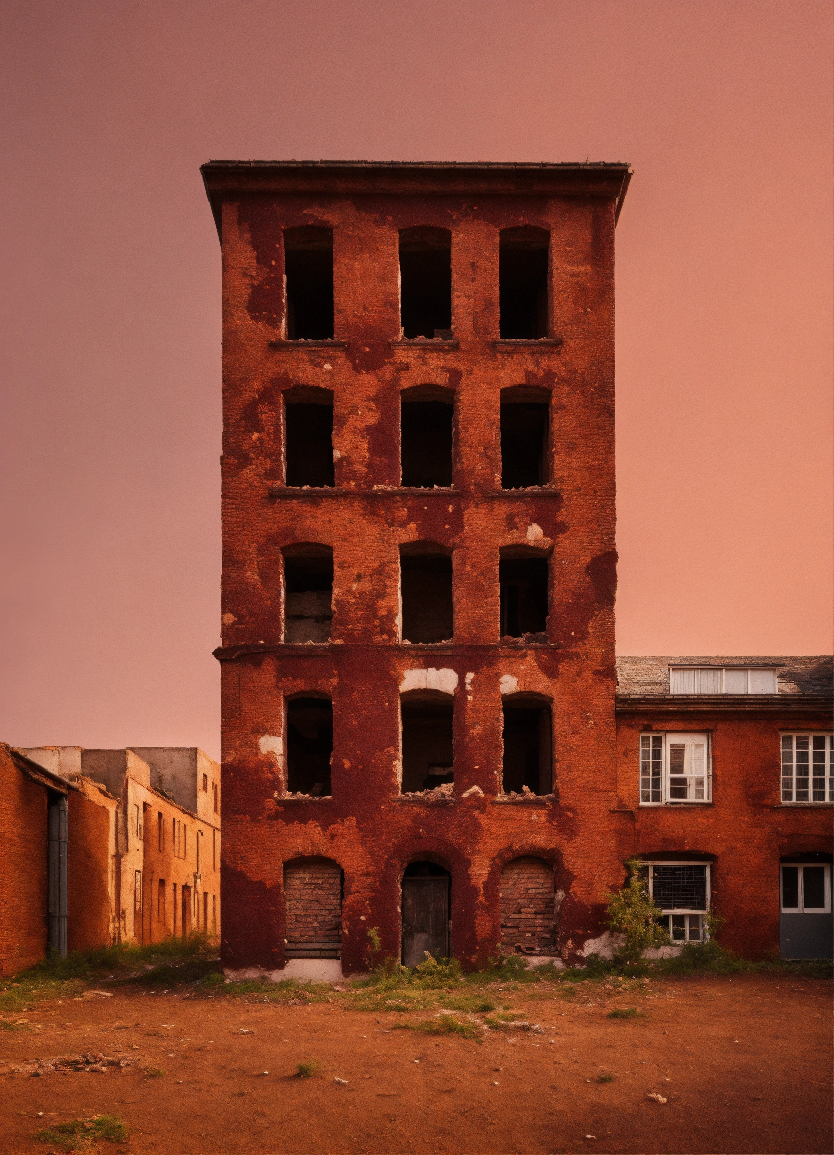 Lexica - Minimalistic logo burgundy brick building crumbling from the ...