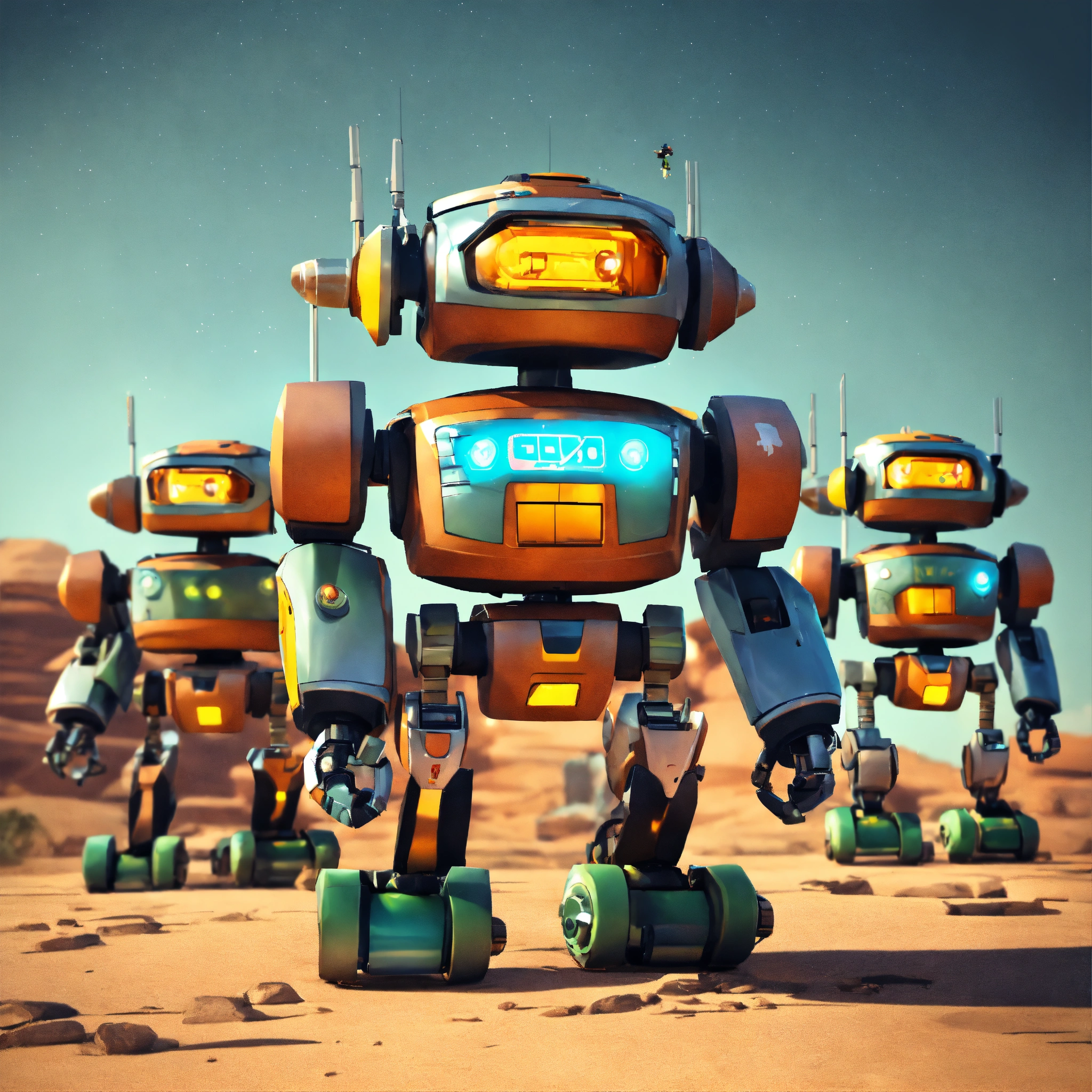 Lexica - Generate images of fast cartoon robots for a game. These ...