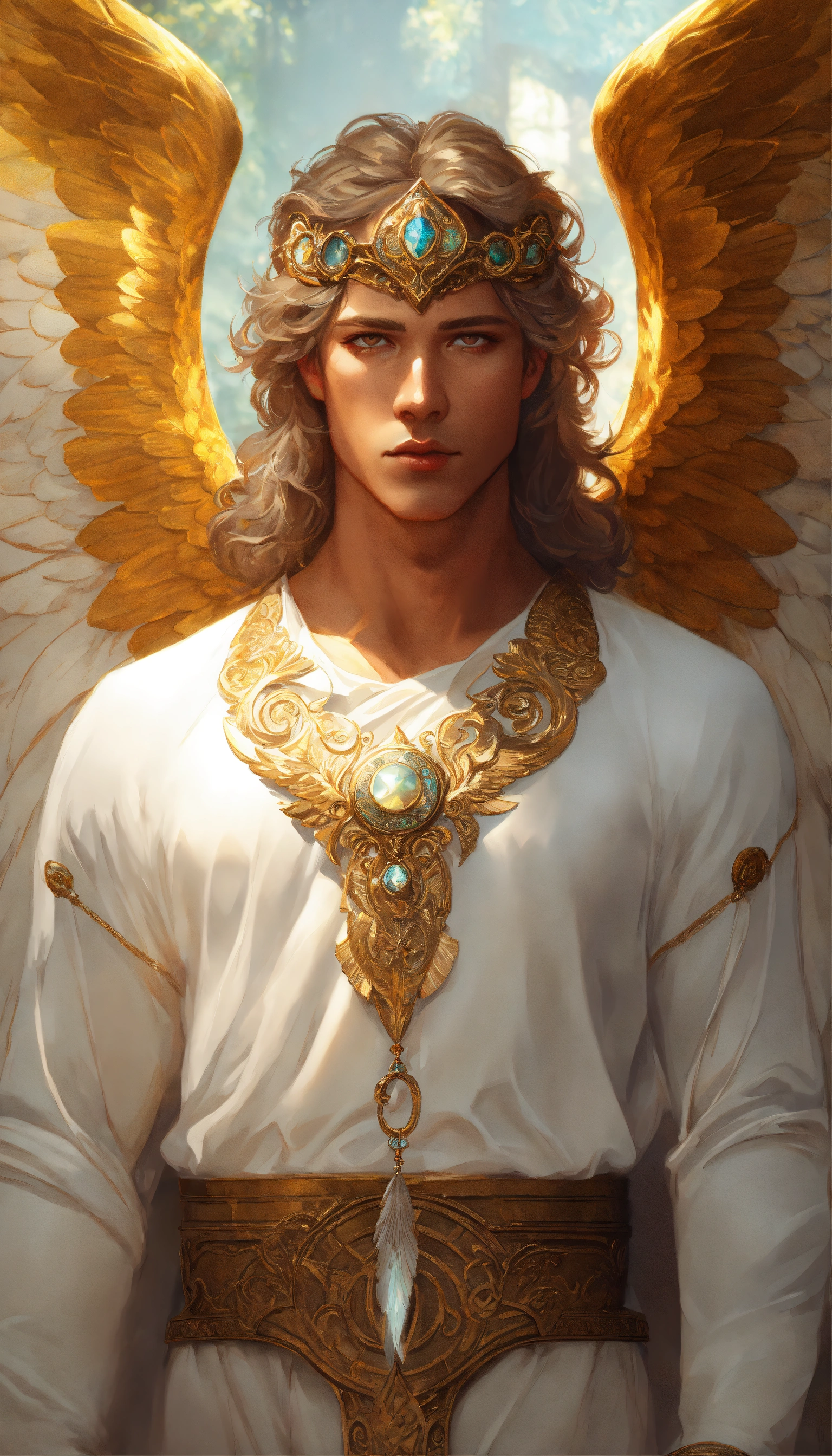 Lexica Male angel, wings, headshot, art station, 3D, white eyes and