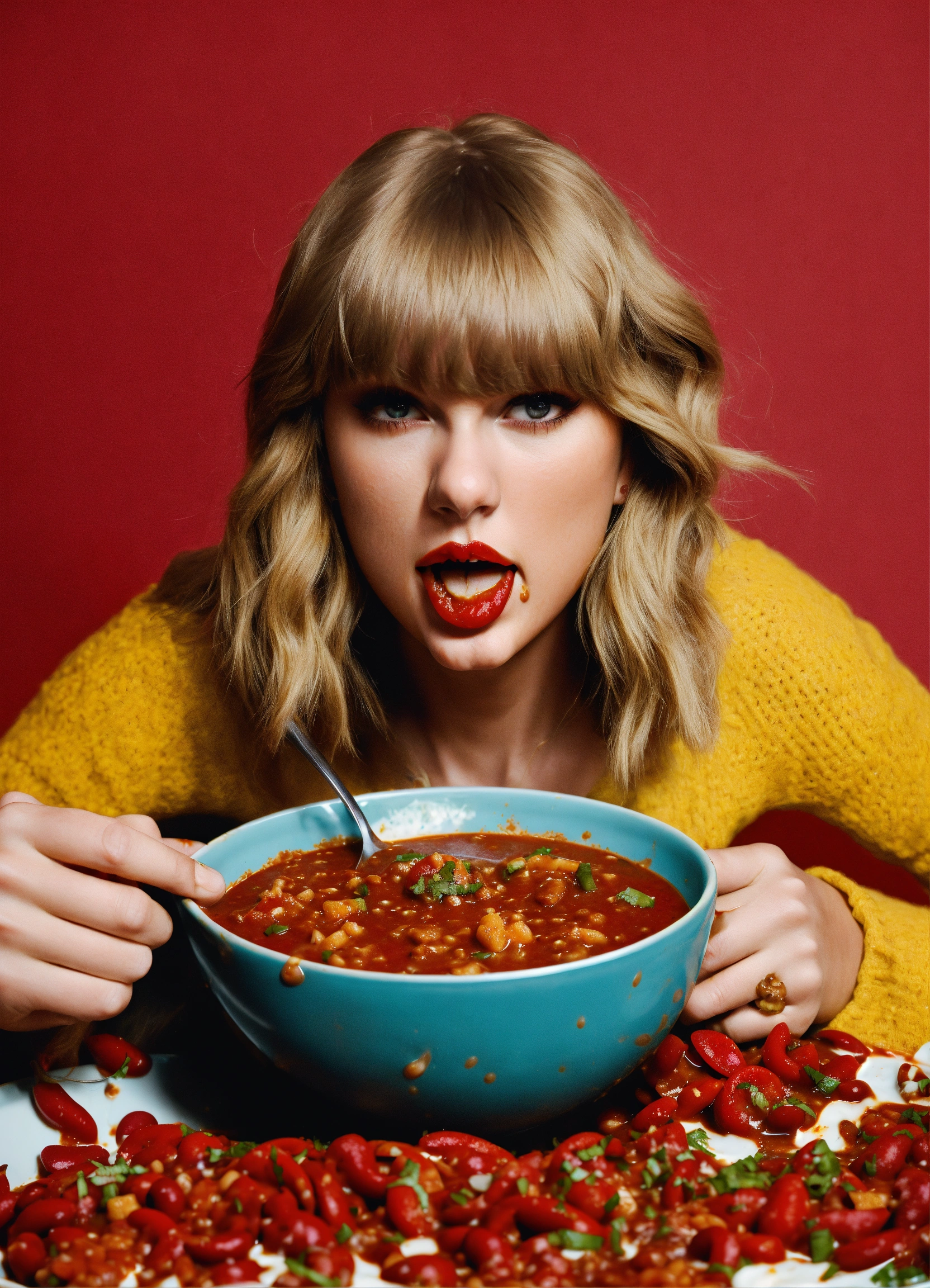 lexica-photo-realistic-shot-of-taylor-swift-eating-a-large-bowl-of