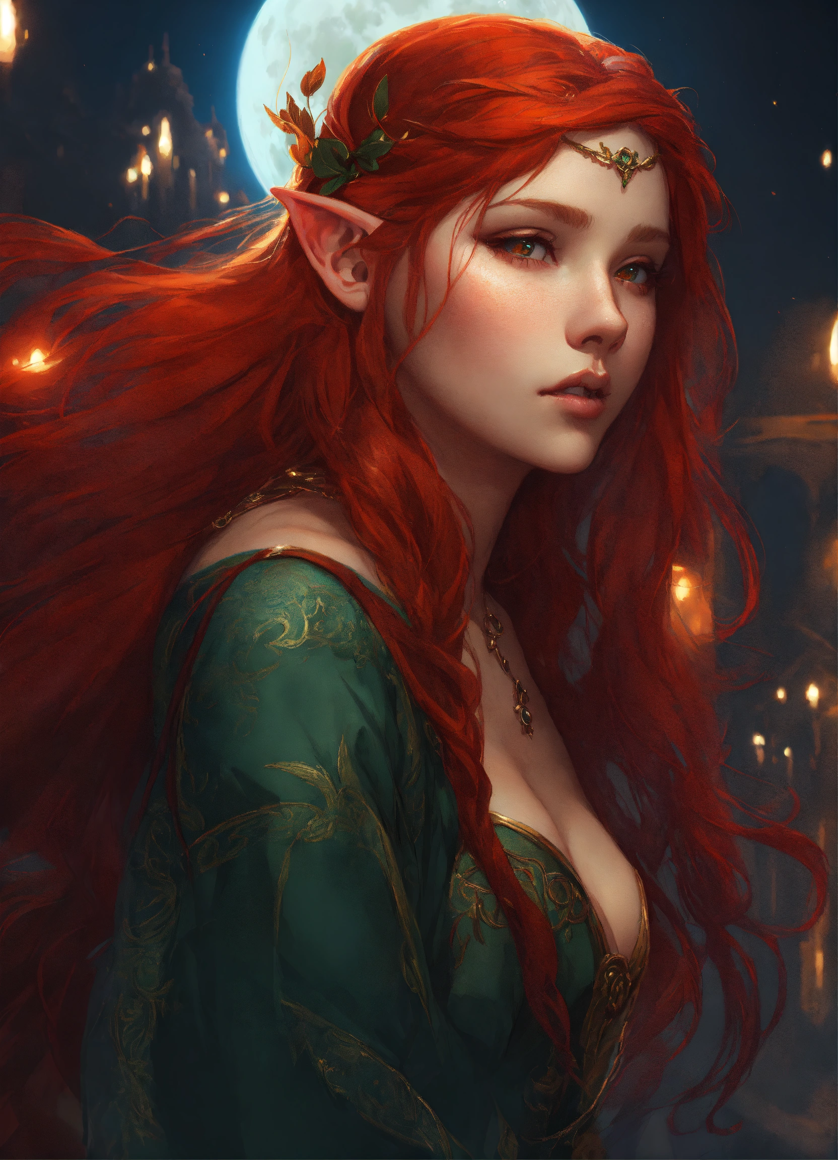 Lexica - Beautiful, red hair, elf princess, long hair, mysterious ...