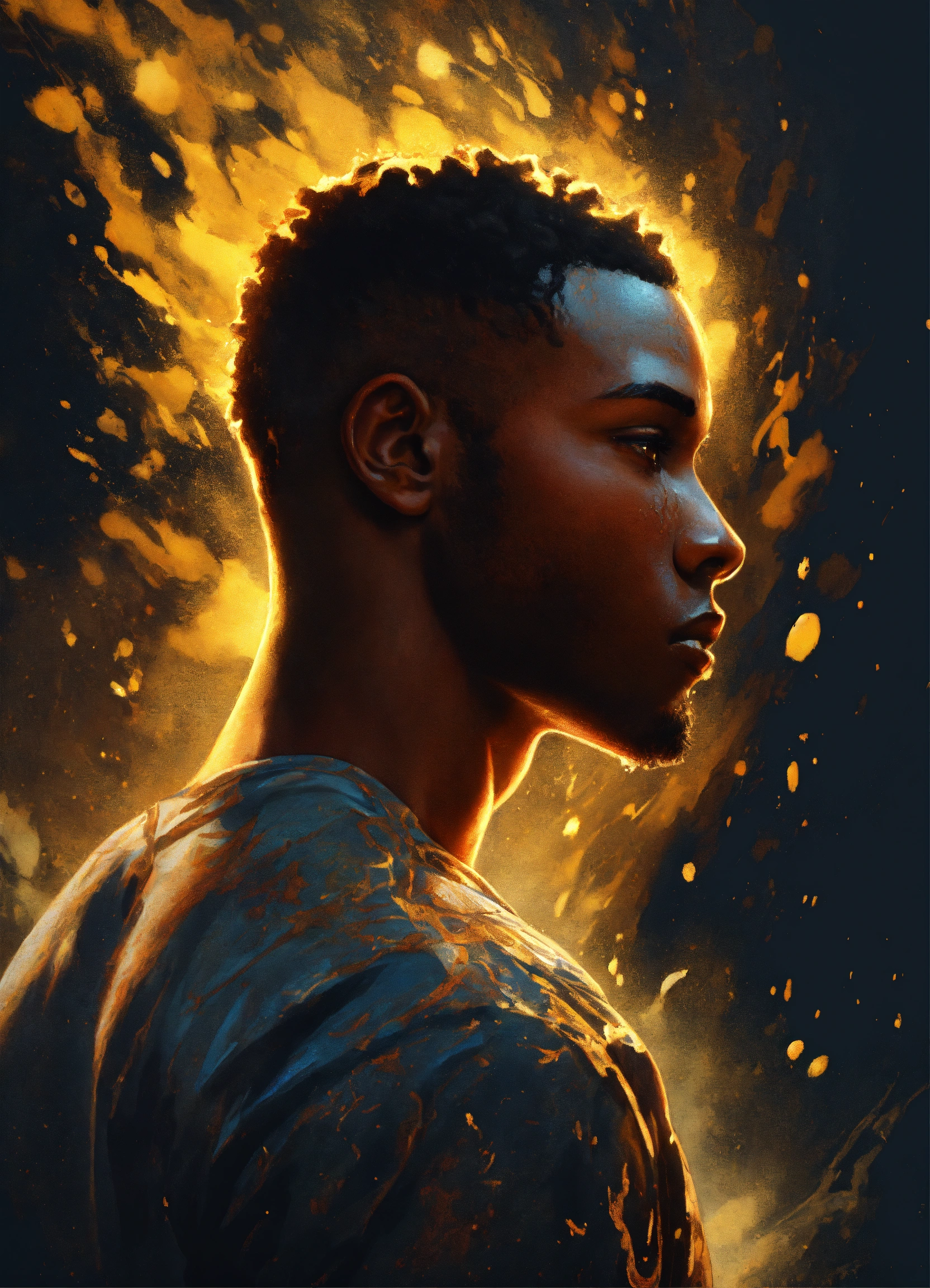 Lexica - A strong handsome black man with short hair gold eyes facing ...