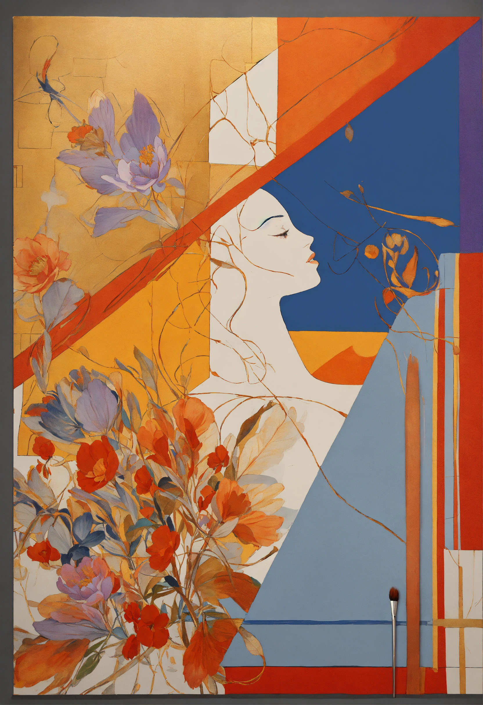 Lexica - Fresco calligraphic focused collage of flowers and geometry ...