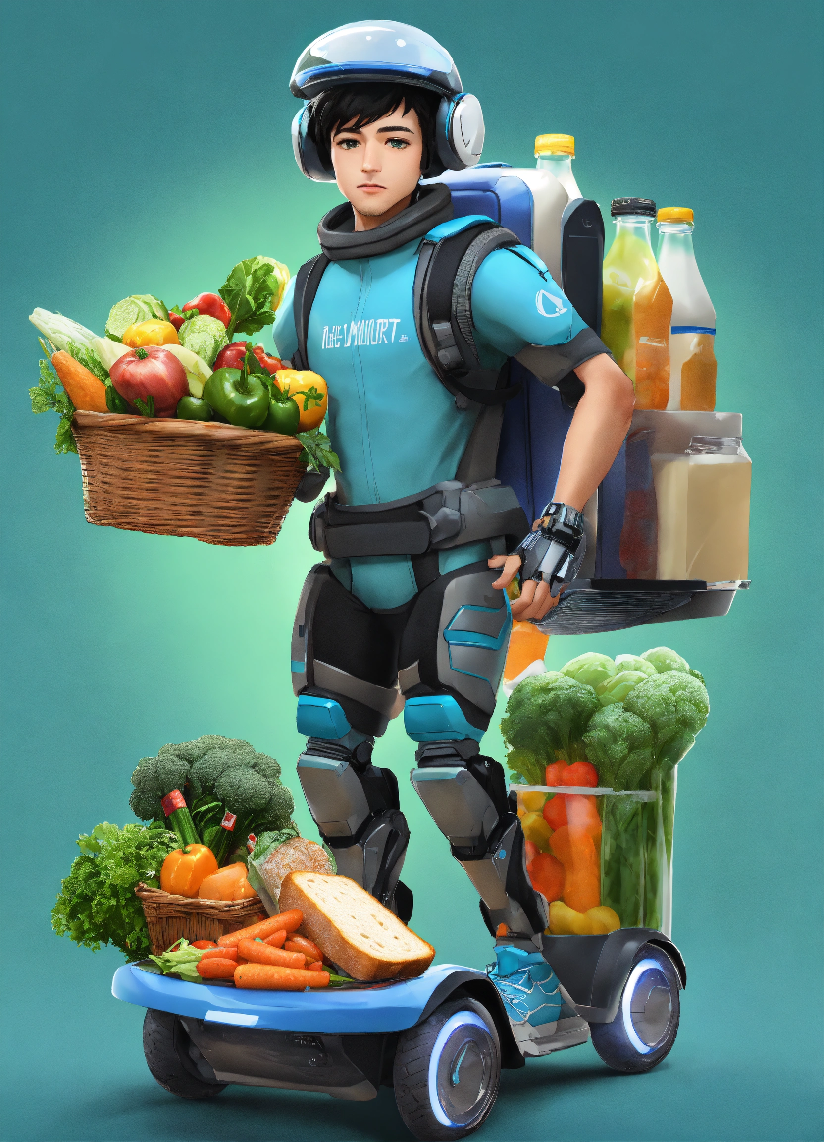 Lexica - A passionate male robot on hoverboard, realistic man face ...